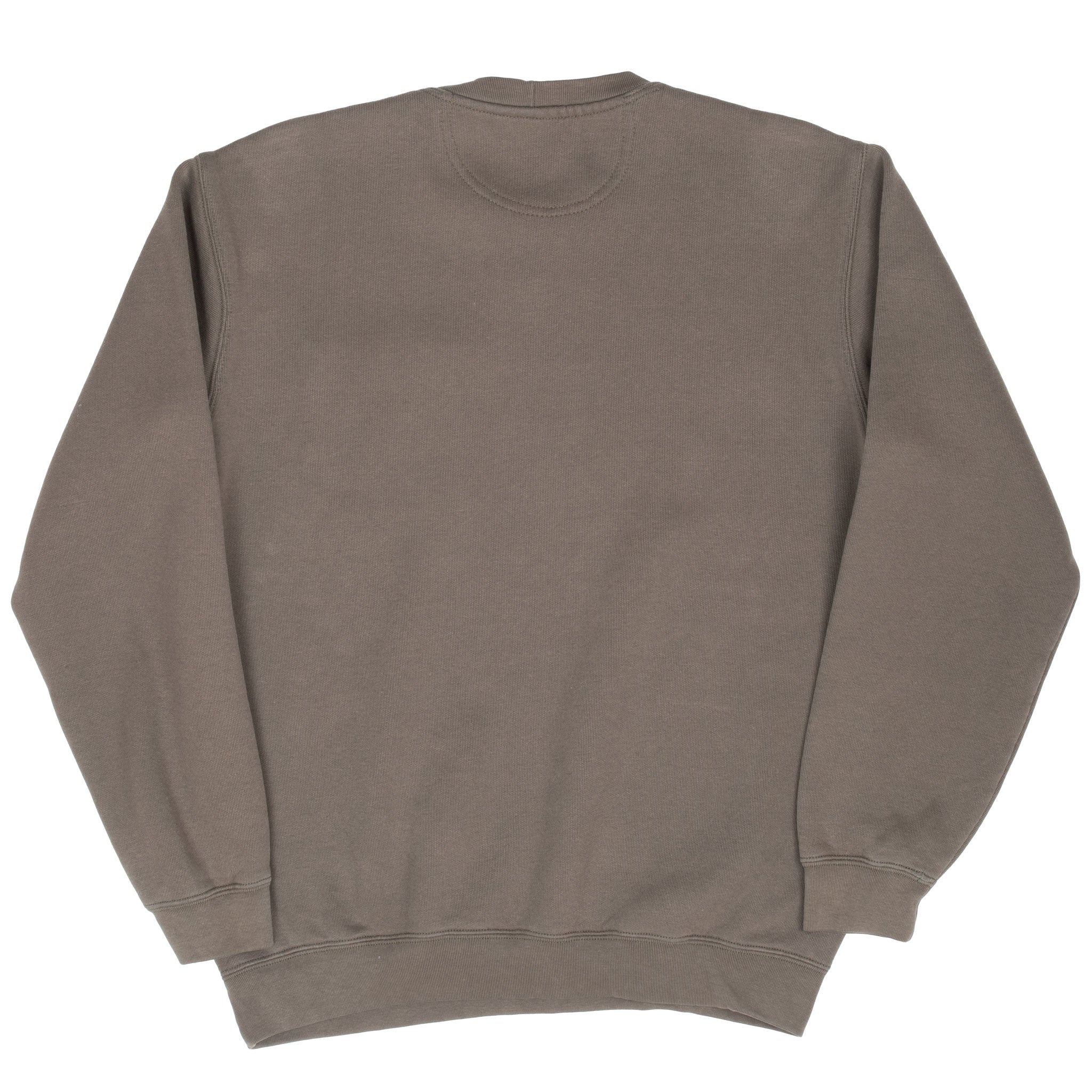 Back of olive green Carhartt crewneck sweatshirt