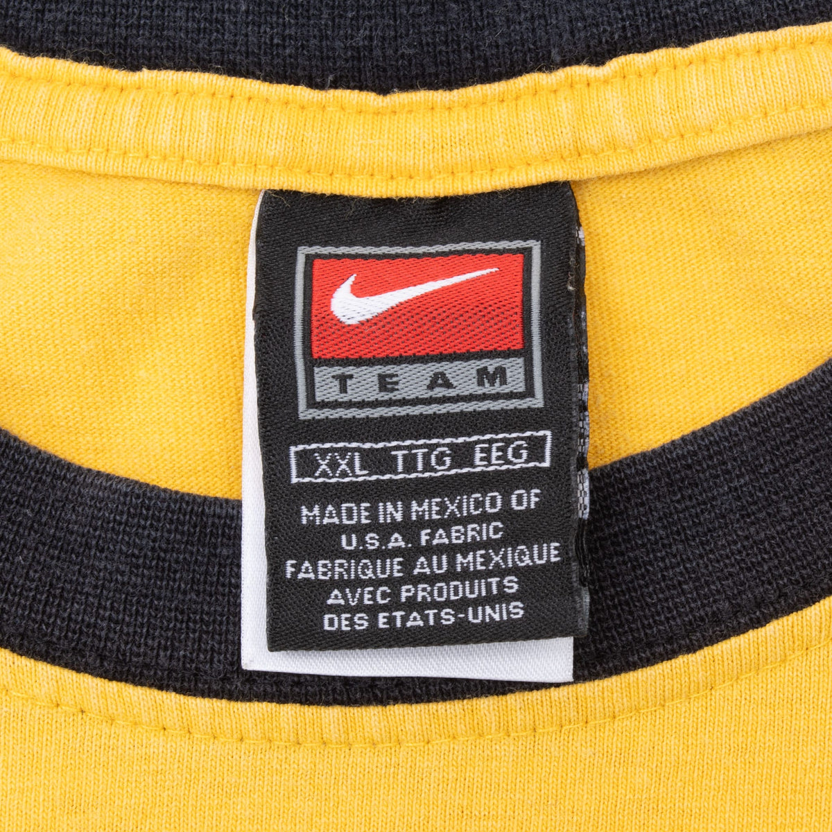 Nike Team XXL neck tag inside yellow and black Iowa T-shirt