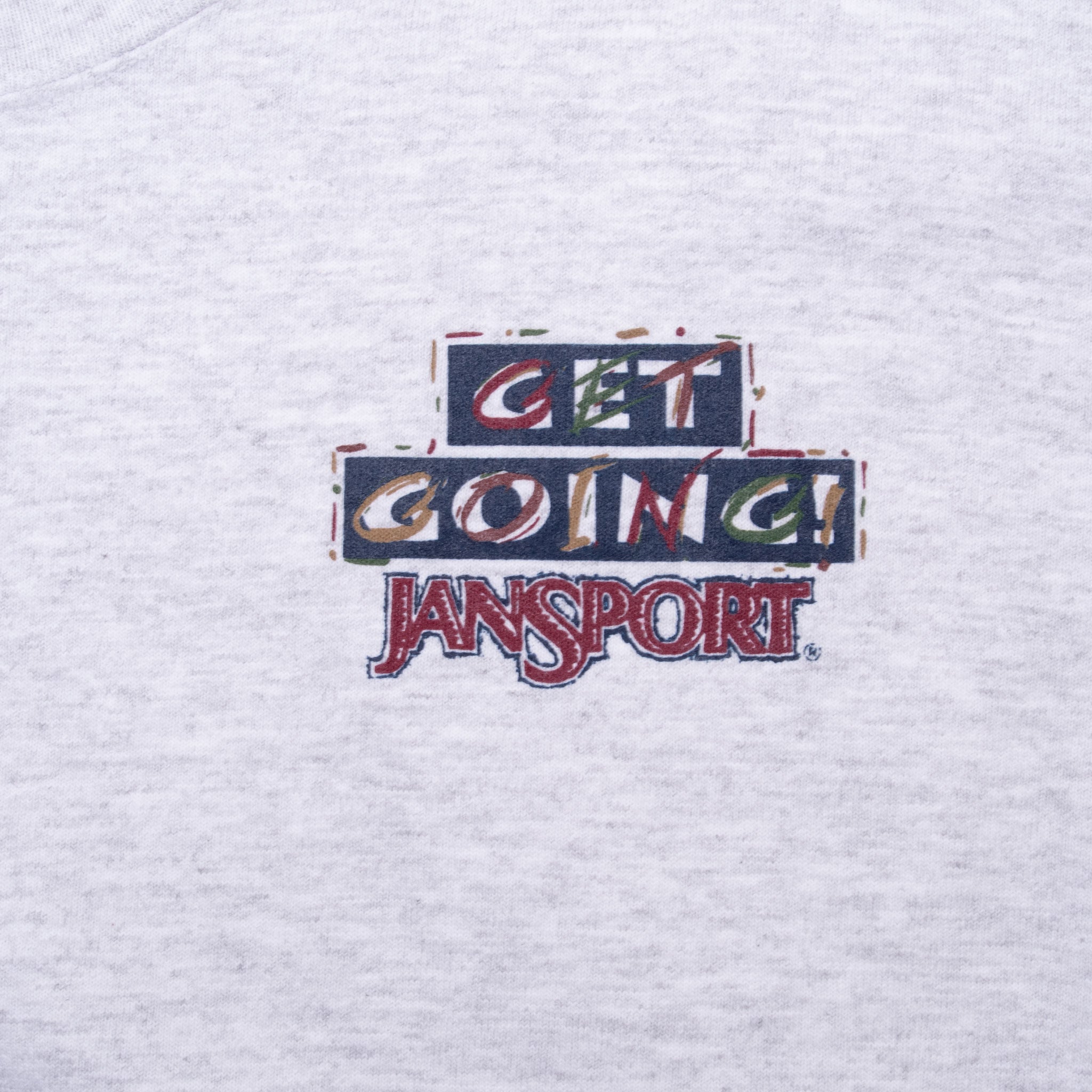 Vintage Jansport Get Going Grey Long Sleeve Tee Shirt 1990S Size 2XL Made In Usa