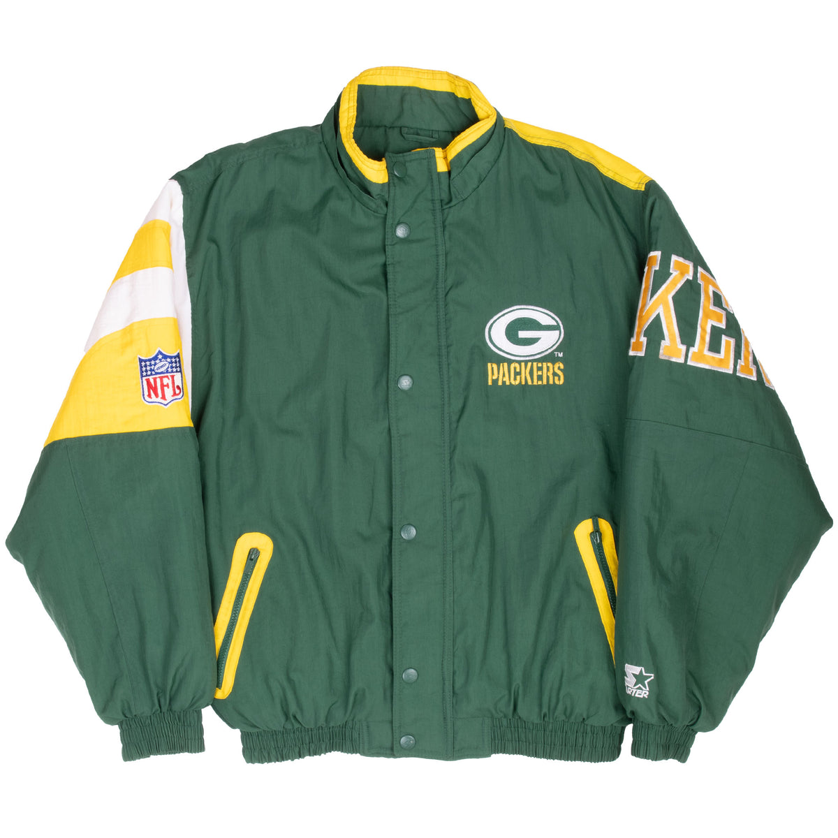 Vintage Nfl Green Bay Packers Heavy Windbreaker Starter Jacket 1990S Size Medium