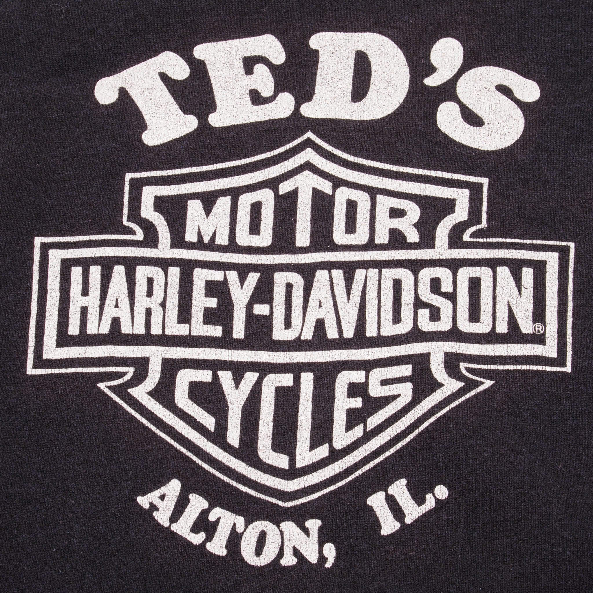 Vintage Harley Davidson 1988 Milwauckee Wisconsin Ted's Alton, IL Sweatshirt Size Medium Made In USA