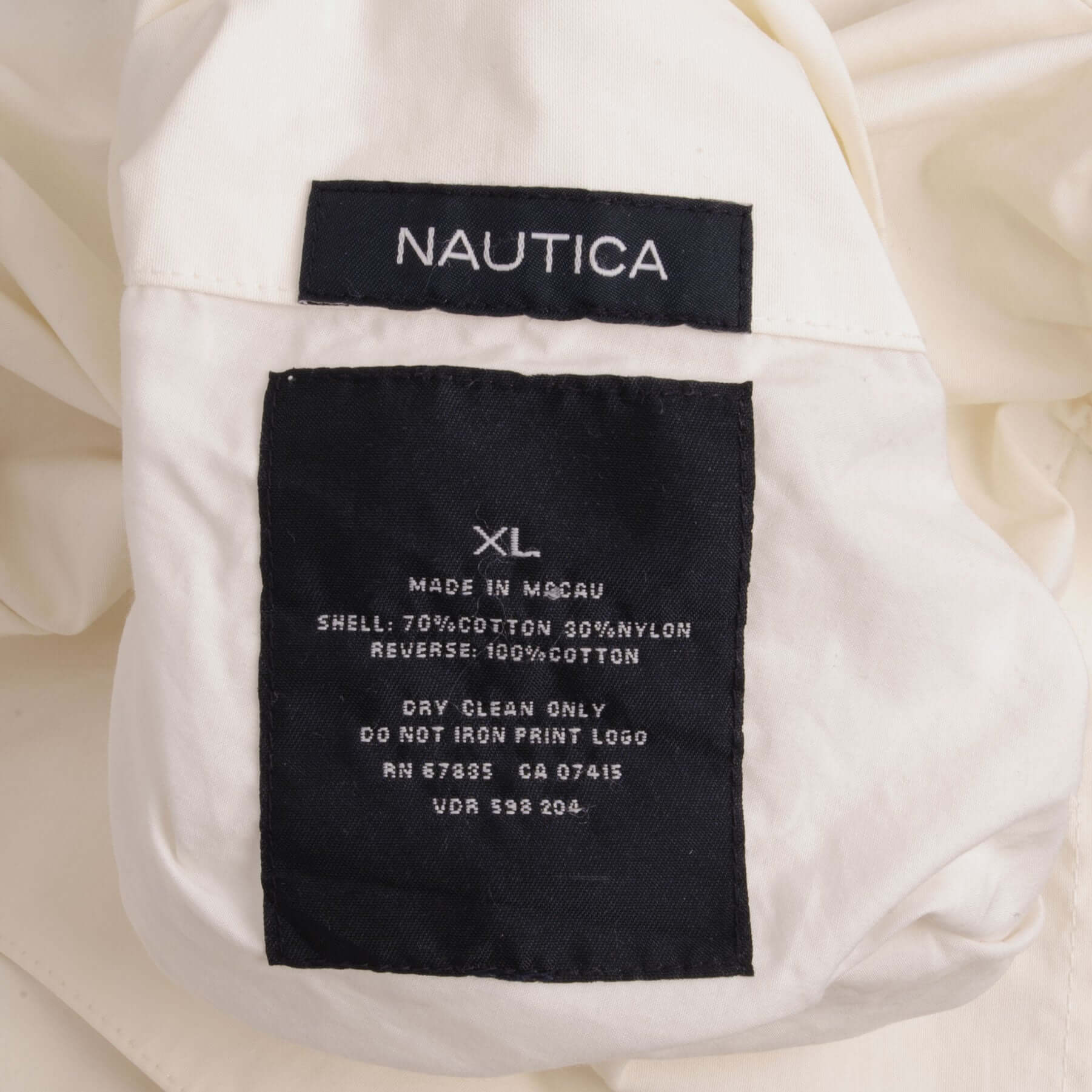 Vintage Nautica White Reversible Windbreaker Jacket 1990S Size XL