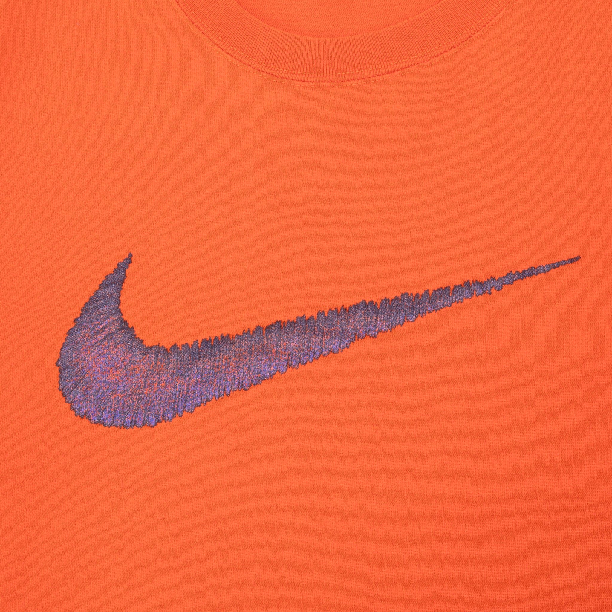 Vintage Nike Big Swoosh Orange Tank Top Tee Shirt 1990S Large Made In Usa