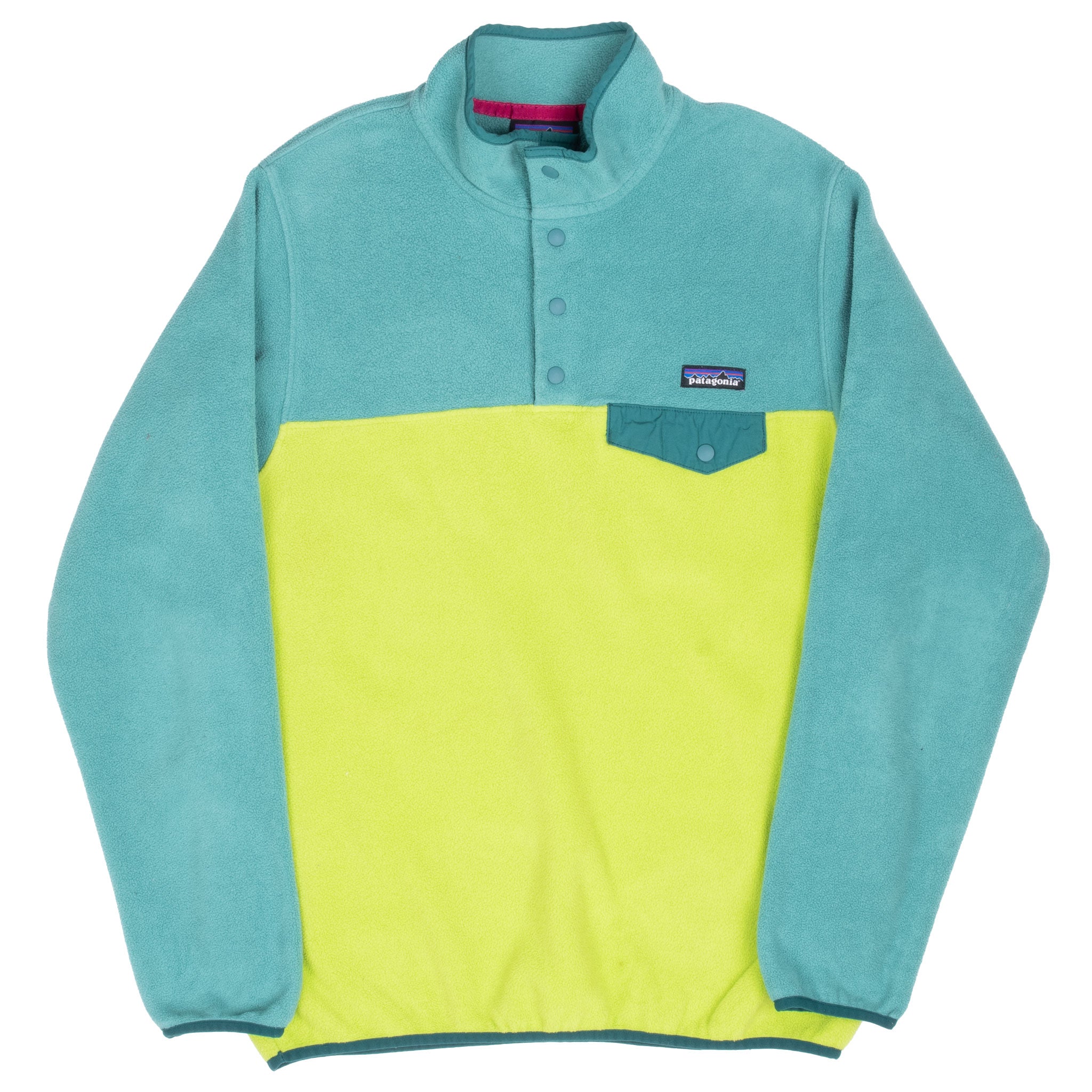 Vintage Patagonia Snap T Synchilla Green and Turquoise Woman Fleece Jacket Size Large