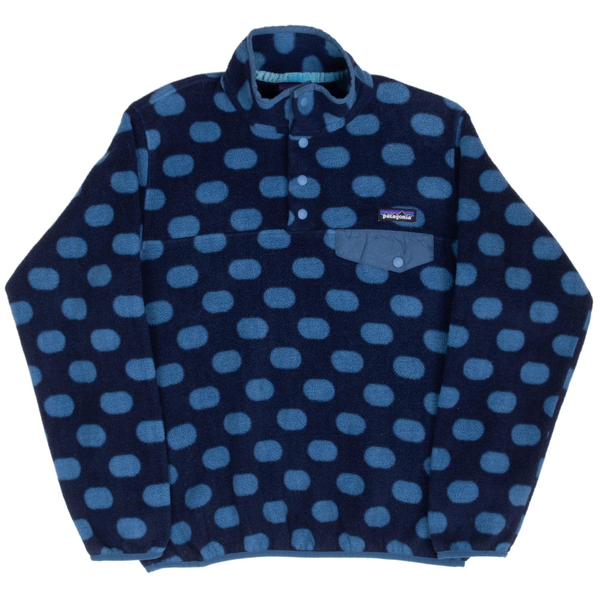 Vintage Patagonia Snap T Synchilla Blue Polka Dot Woman Fleece Jacket Size Medium Women
STY25455FA14
