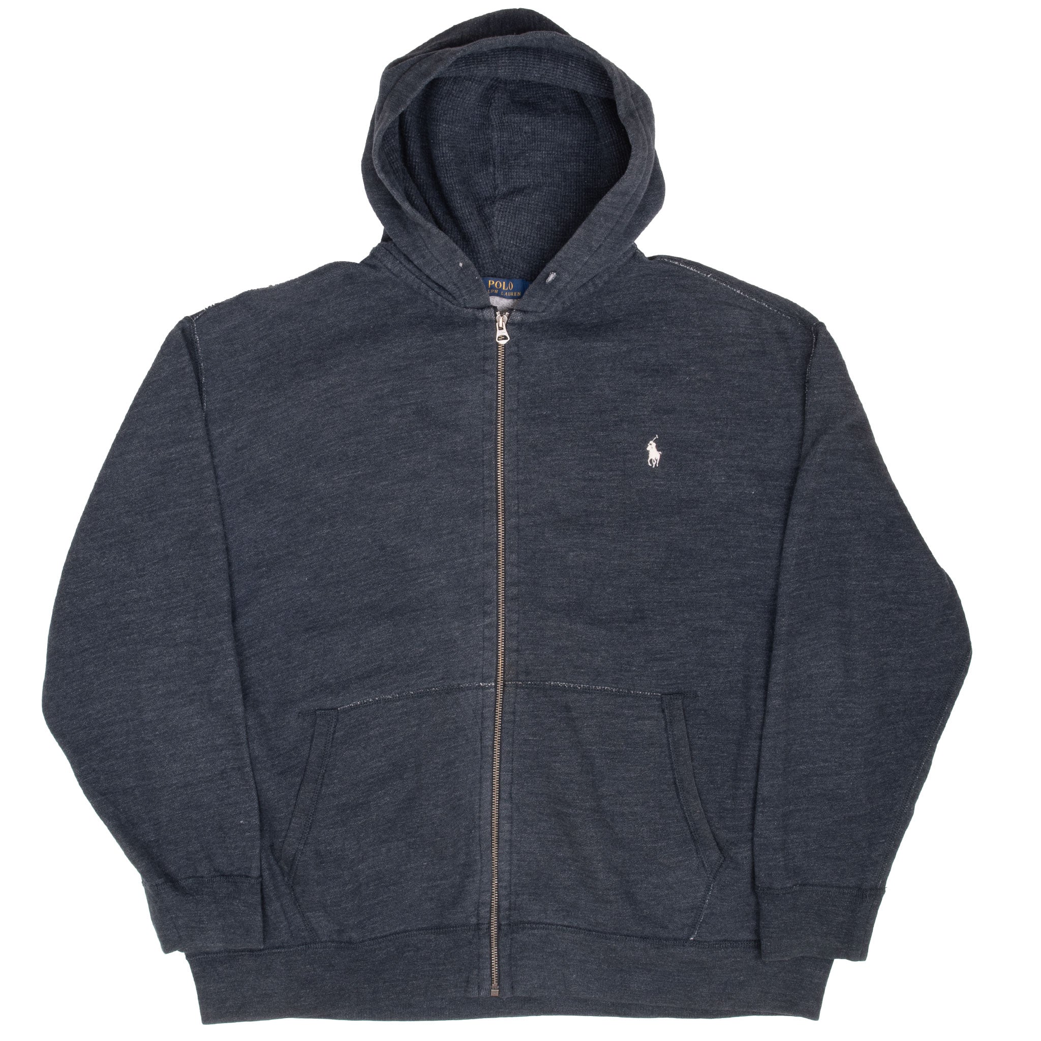 VINTAGE RALPH LAUREN FULL ZIP DARK GREY HOODIE SWEATSHIRT 2XL BIG