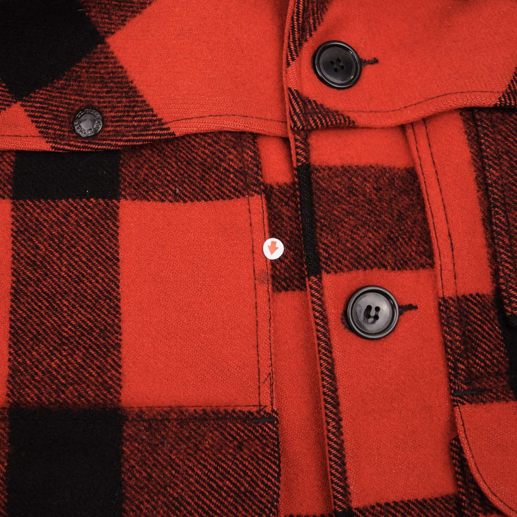 Vintage Original CC Filson Co Seattle Wool Double Mackinaw Cruiser Red And Black Plaid Size 40 Made In USA