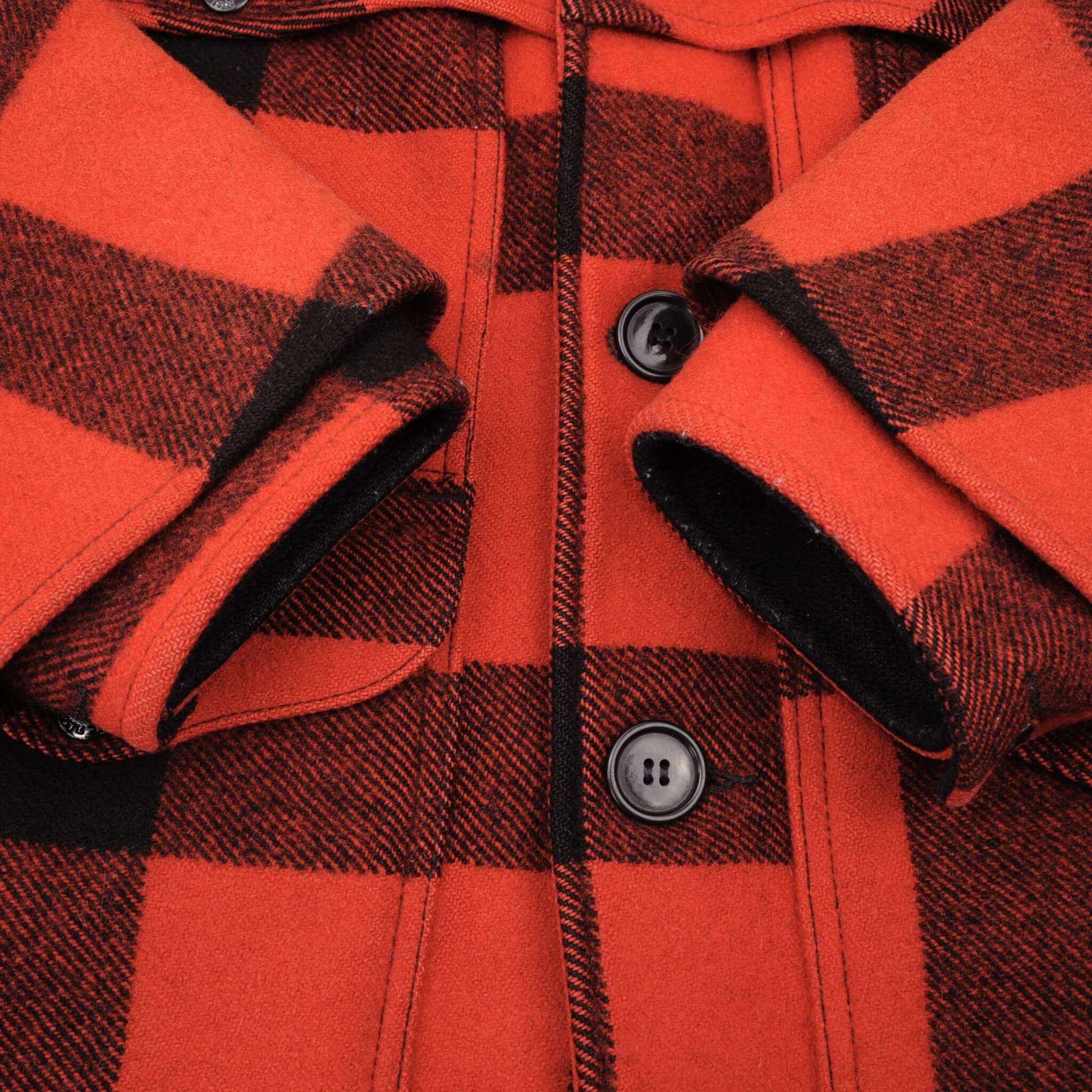 Vintage Original CC Filson Co Seattle Wool Double Mackinaw Cruiser Red And Black Plaid Size 40 Made In USA