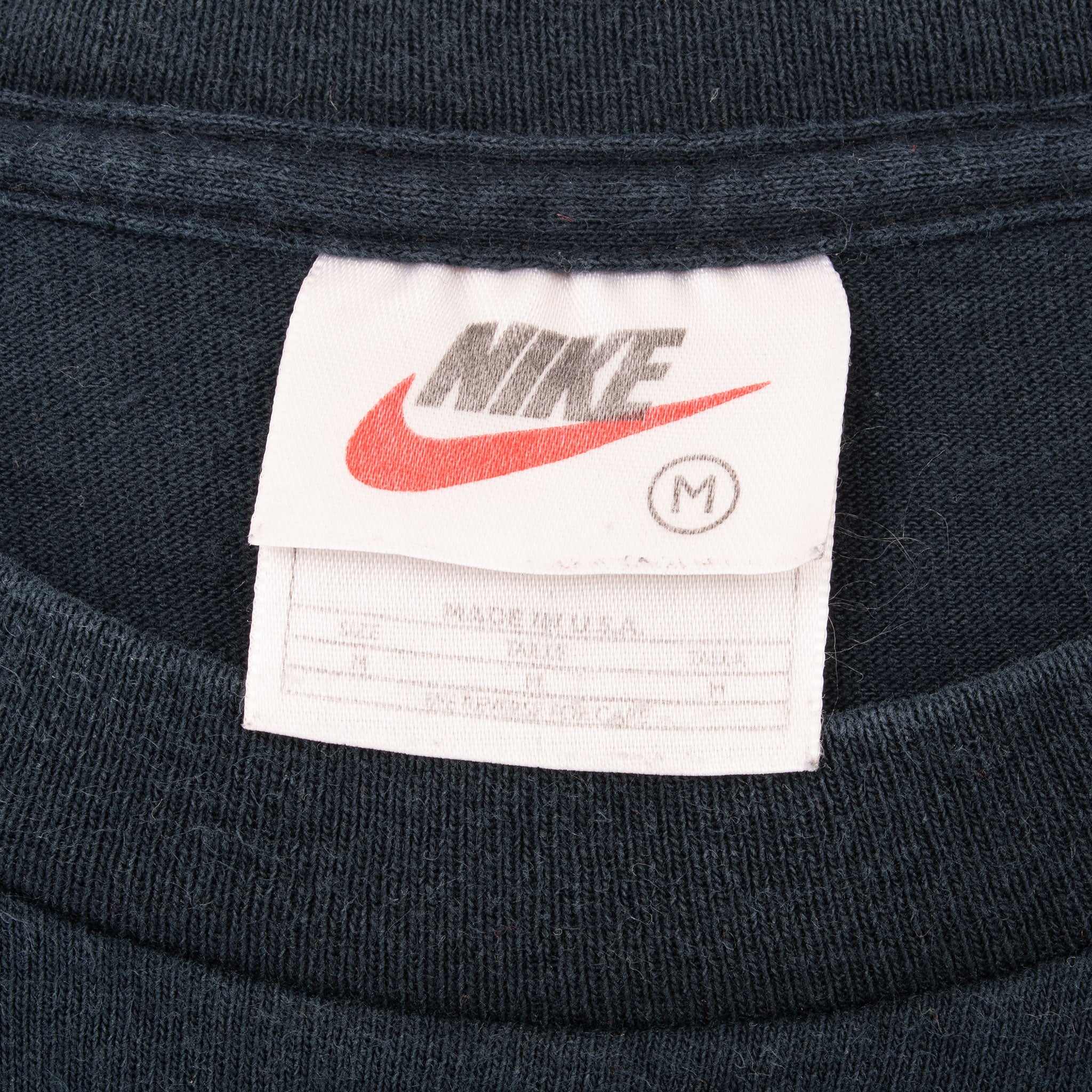 Vintage Nike Classic Swoosh Black Tee Shirt Late 1990S Size Medium Made In Usa