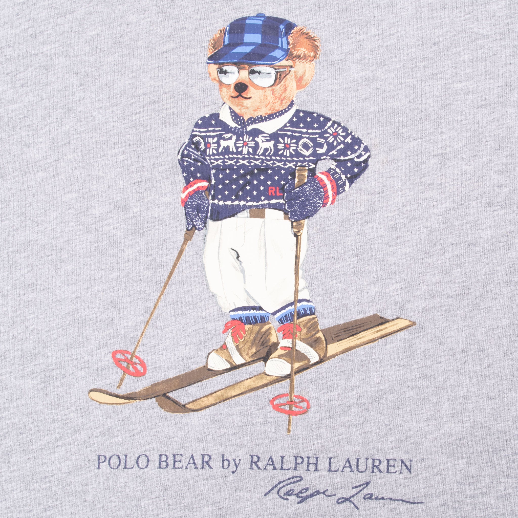 Vintage Ralph Lauren Polo Bear Ski Long Sleeve Tee Shirt Size Large
