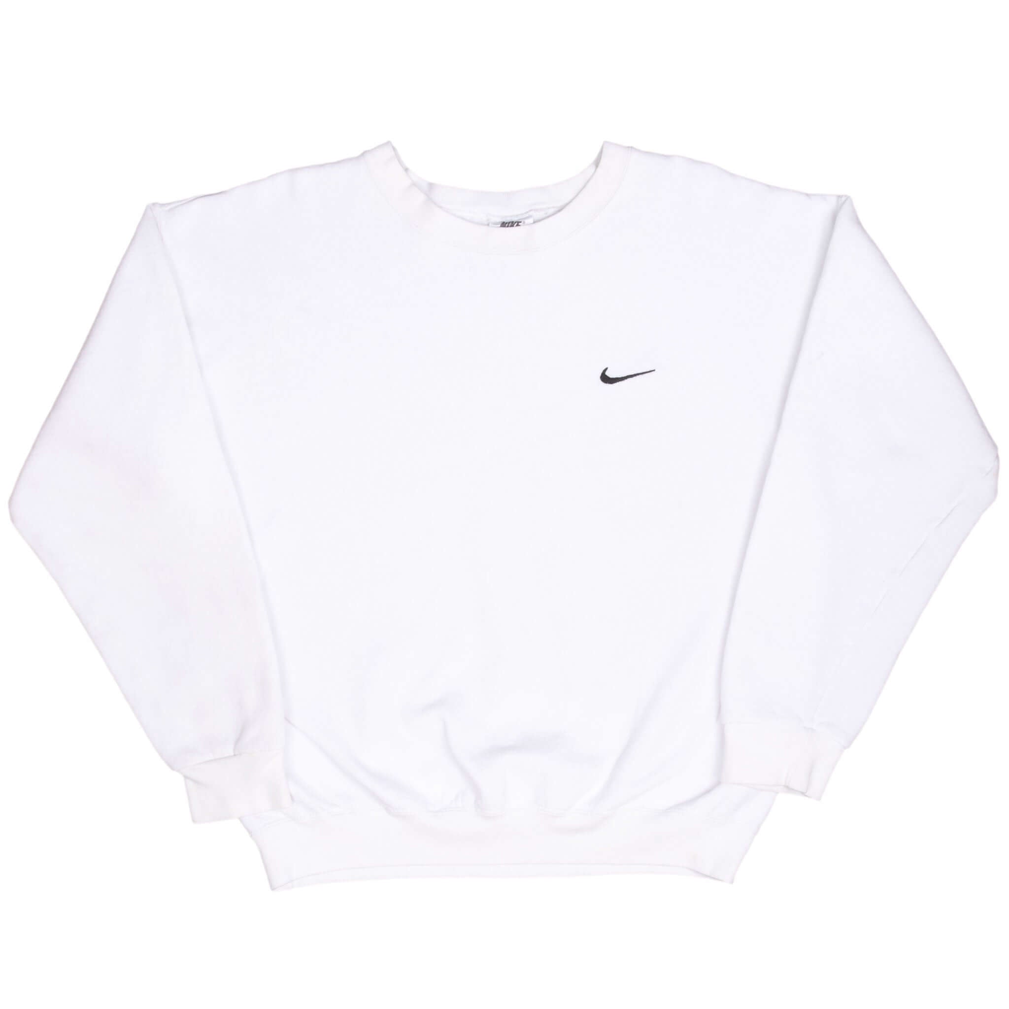 Vintage Nike Classic Swoosh White Sweatshirt 1990S Size Large