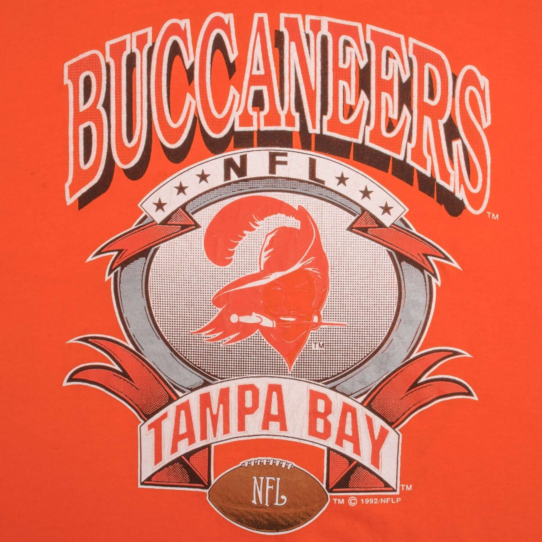 Vintage NFL Tampa Bay Buccaneers 1992 Tee Shirt Size 2XL Made In USA With Single Stitch Sleeves