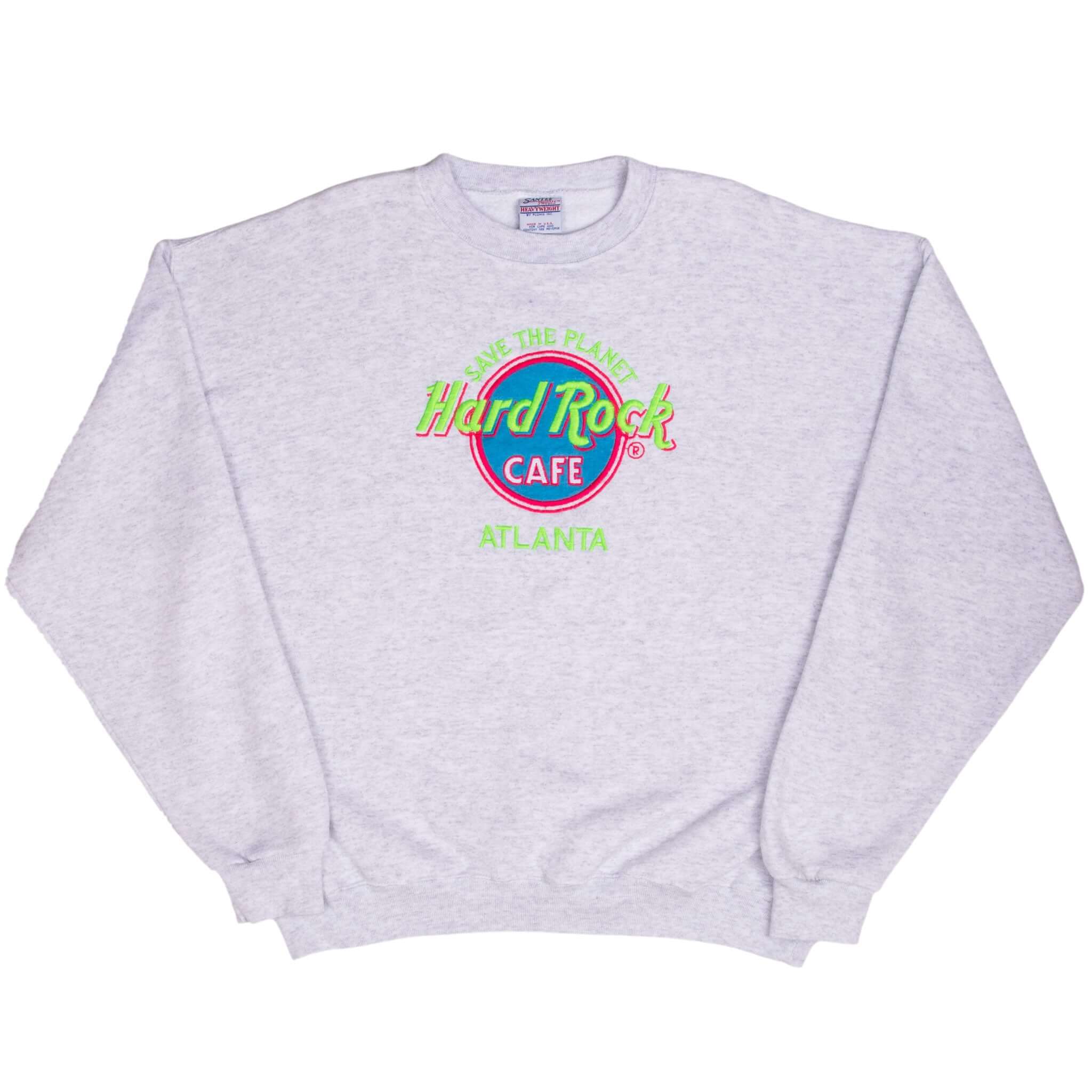 Vintage Hard Rock Cafe Save The Planet Atlanta Grey Sweatshirt 1990S Size XL