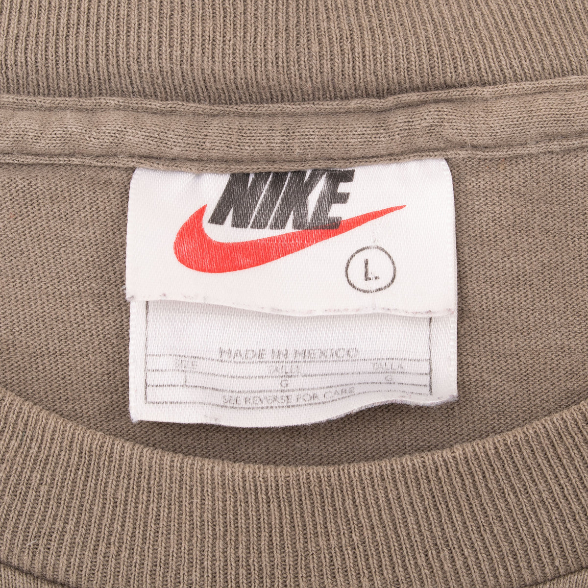 Vintage Nike Classic Swoosh Khaki Green Tee Shirt 1990S Size Large