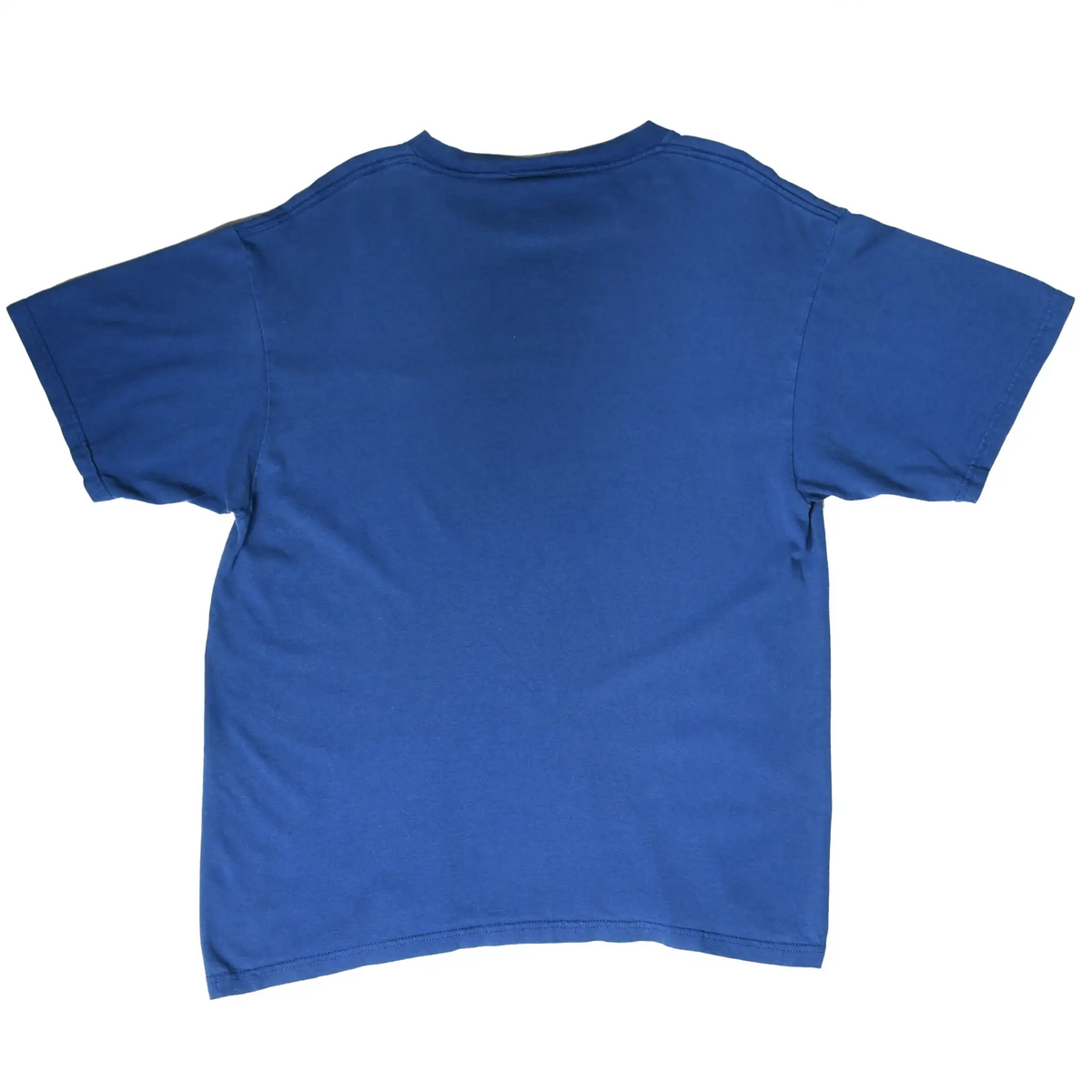 Back of plain blue Nike short-sleeve T-shirt