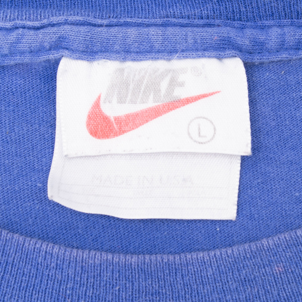 Vintage Nike Classic Swoosh Purple Blue Tee Shirt 1990S Size Large Made In Usa