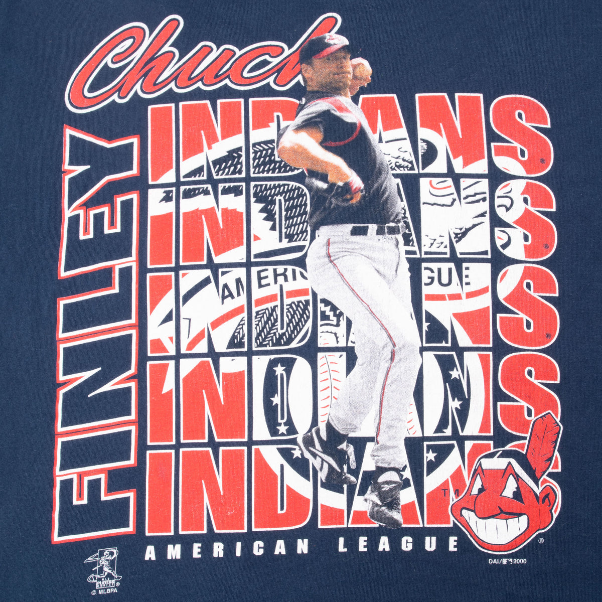 Chuck Finley Cleveland Indians player graphic in red and white