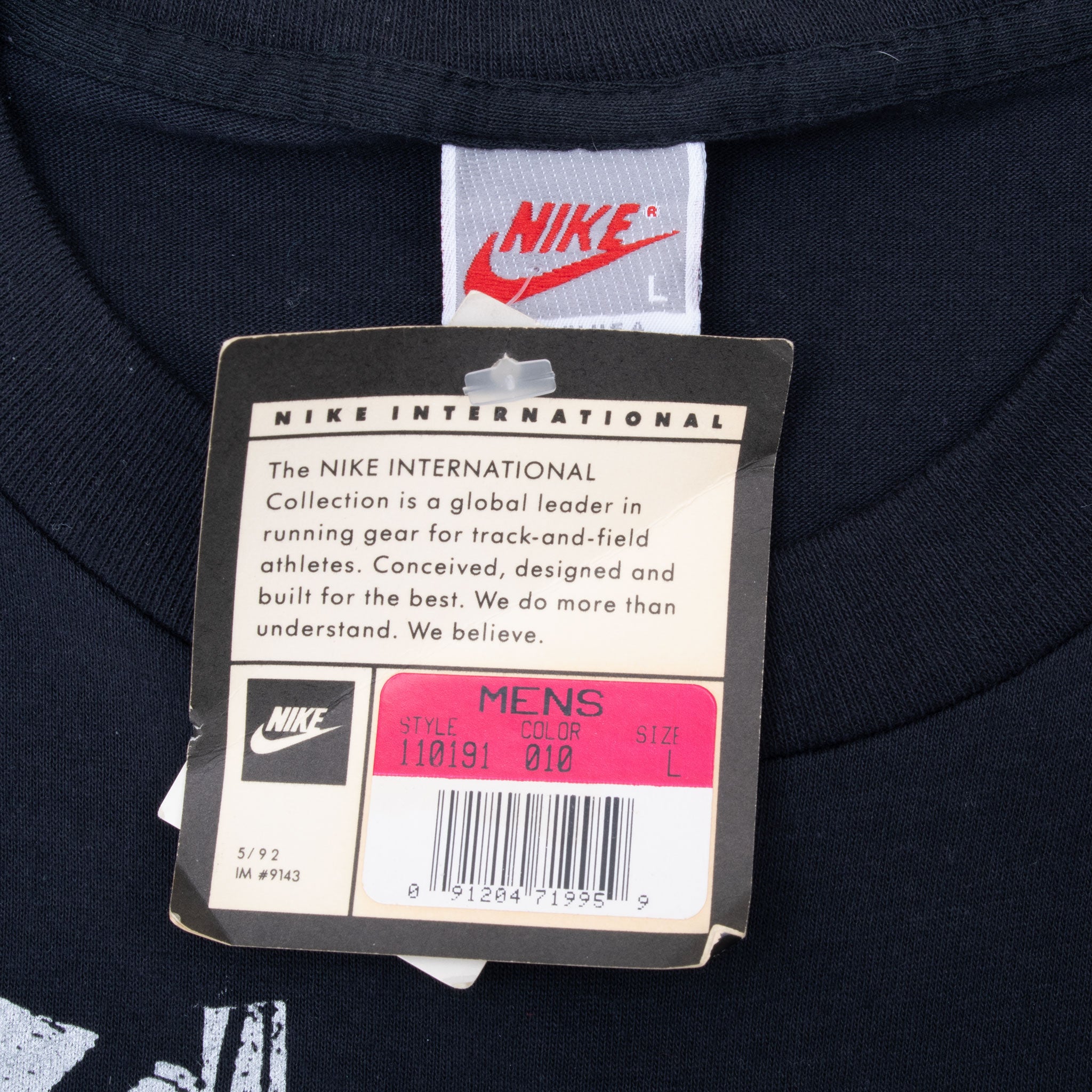 Vintage Nike International Early 1990S Tee Shirt Size Medium Made In Usa With Single Stitch Sleeves Deadstock With Tags