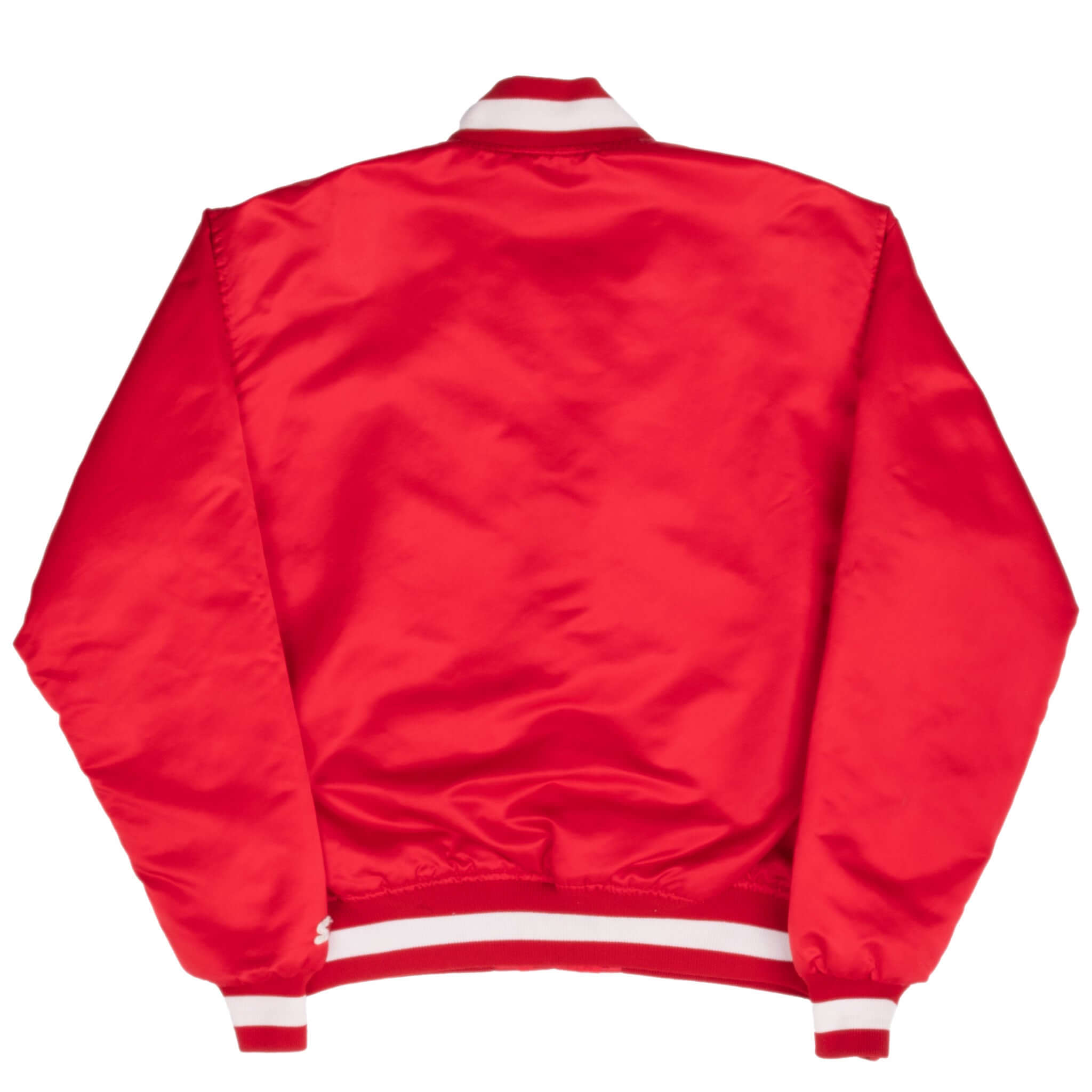 Vintage Indiana Red Satin Bomber Starter Jacket 1980S Size Large Made In Usa