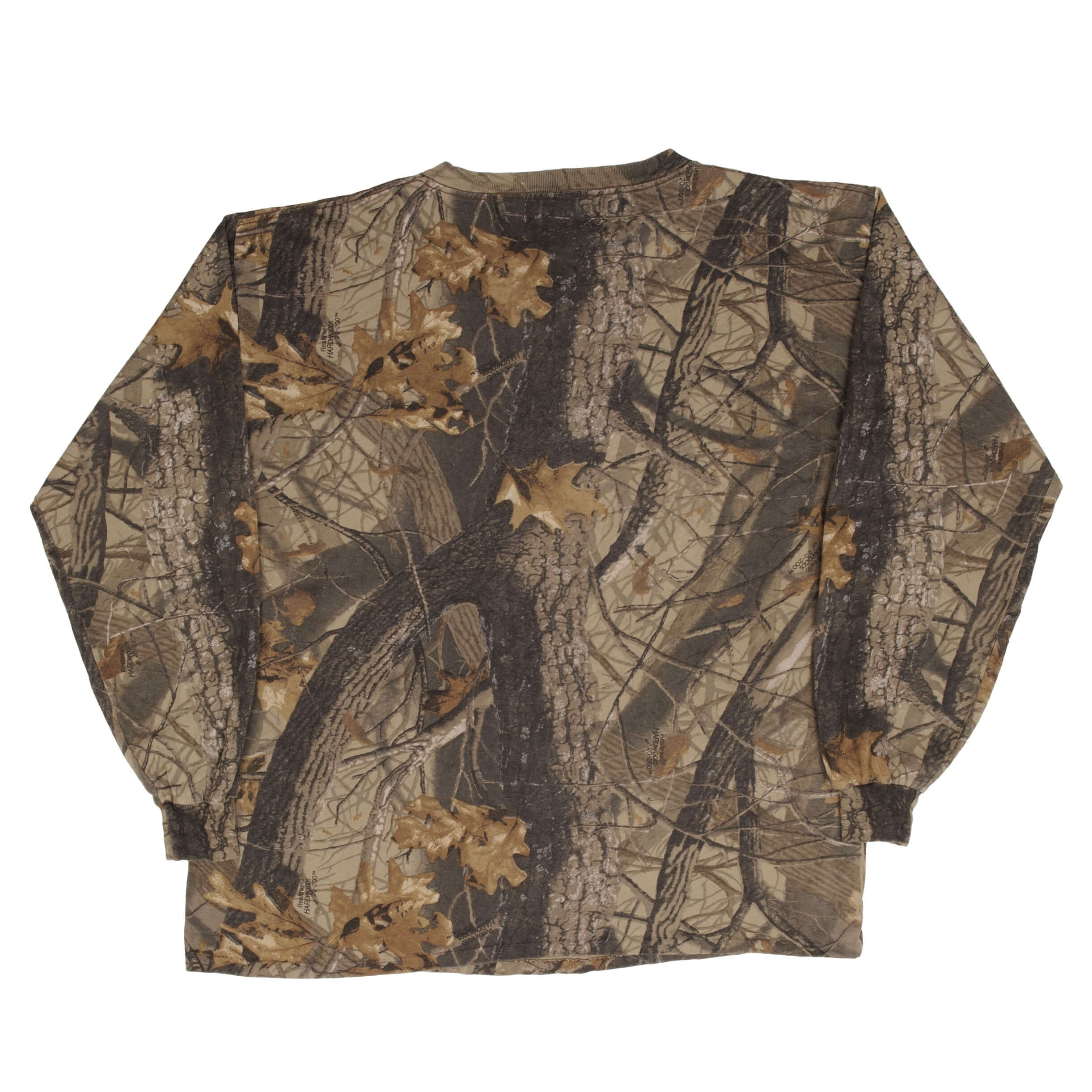 Vintage Hunting Realtree Hardwoods Camo Long Sleeve Pocket Tee Shirt Size 2XL Made In USA