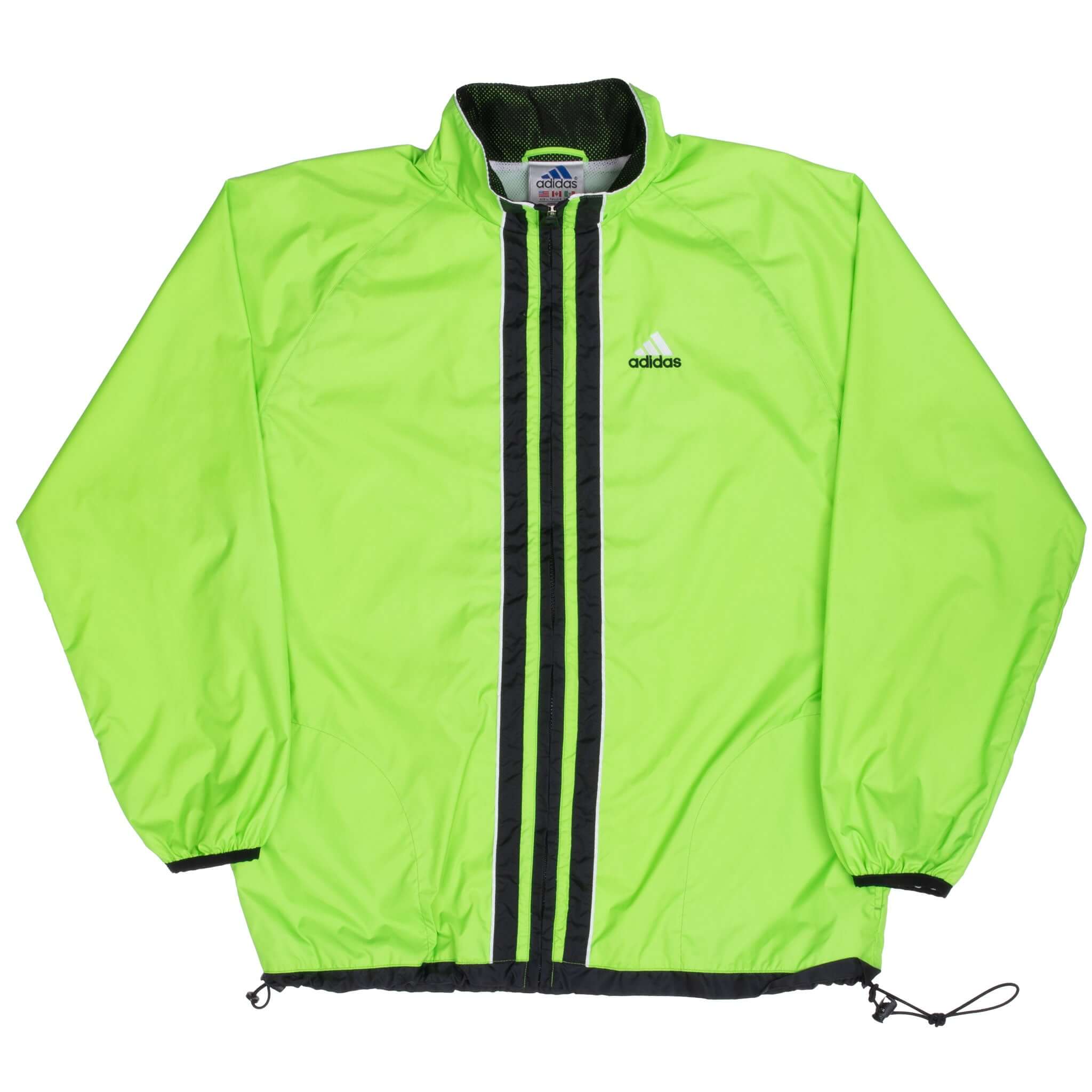 Vintage Adidas Neon Green Windbreaker Jacket 1990S Size Large