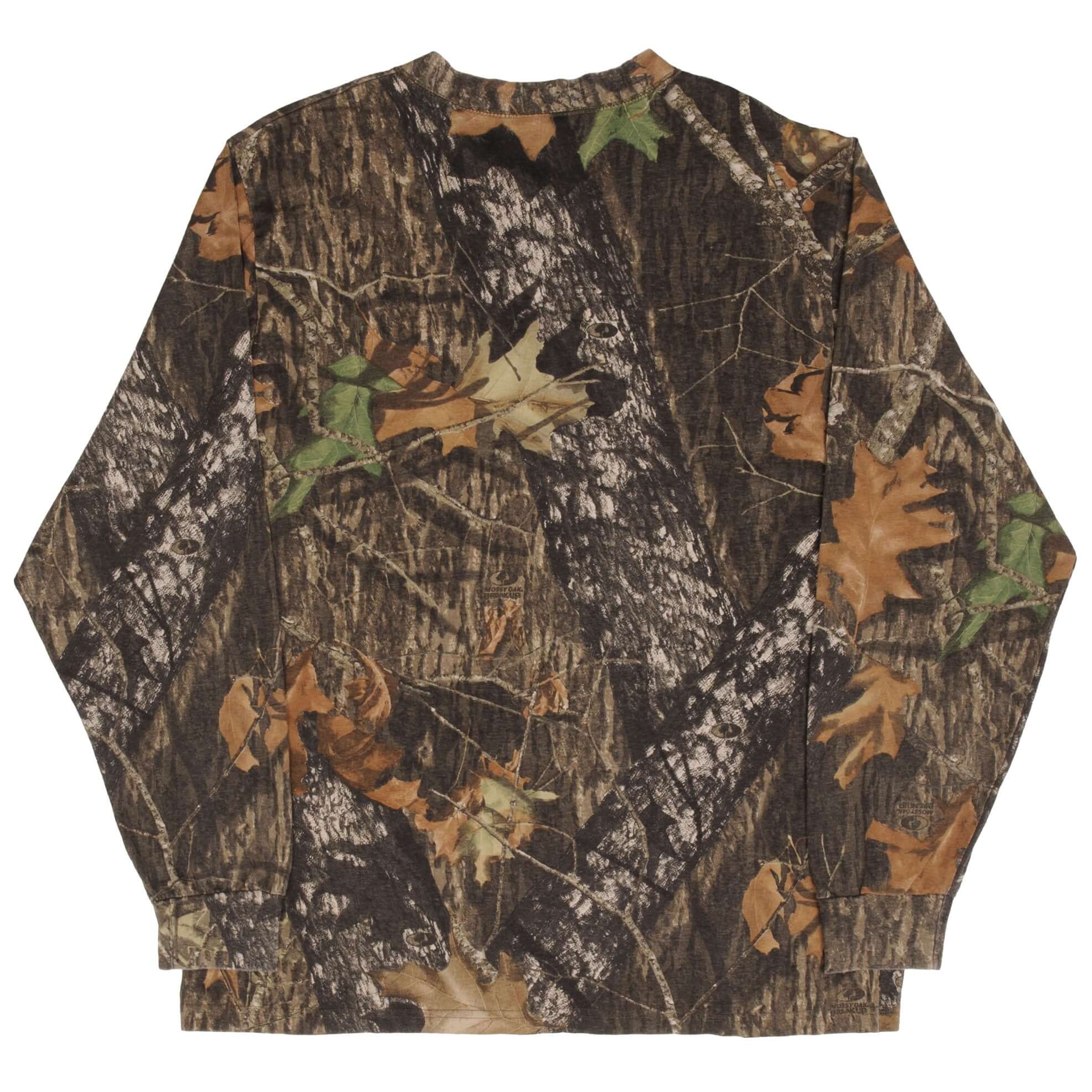 Vintage Hunting Mossy Oak Break Up Camo Long Sleeve Pocket Tee Shirt Size Large