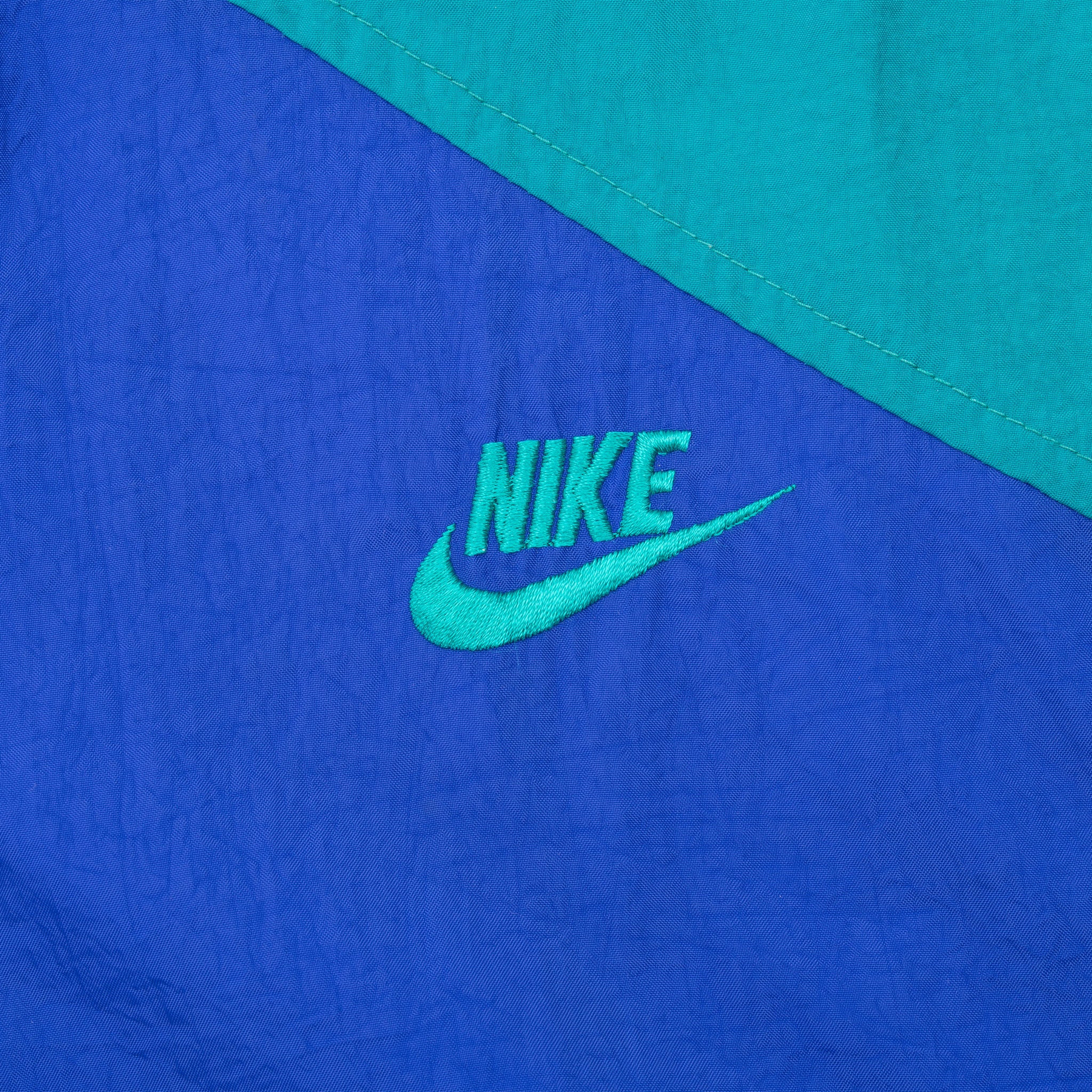 Vintage Nike Turquoise Blue Black Windbreaker Jacket Late 1980S Size Large