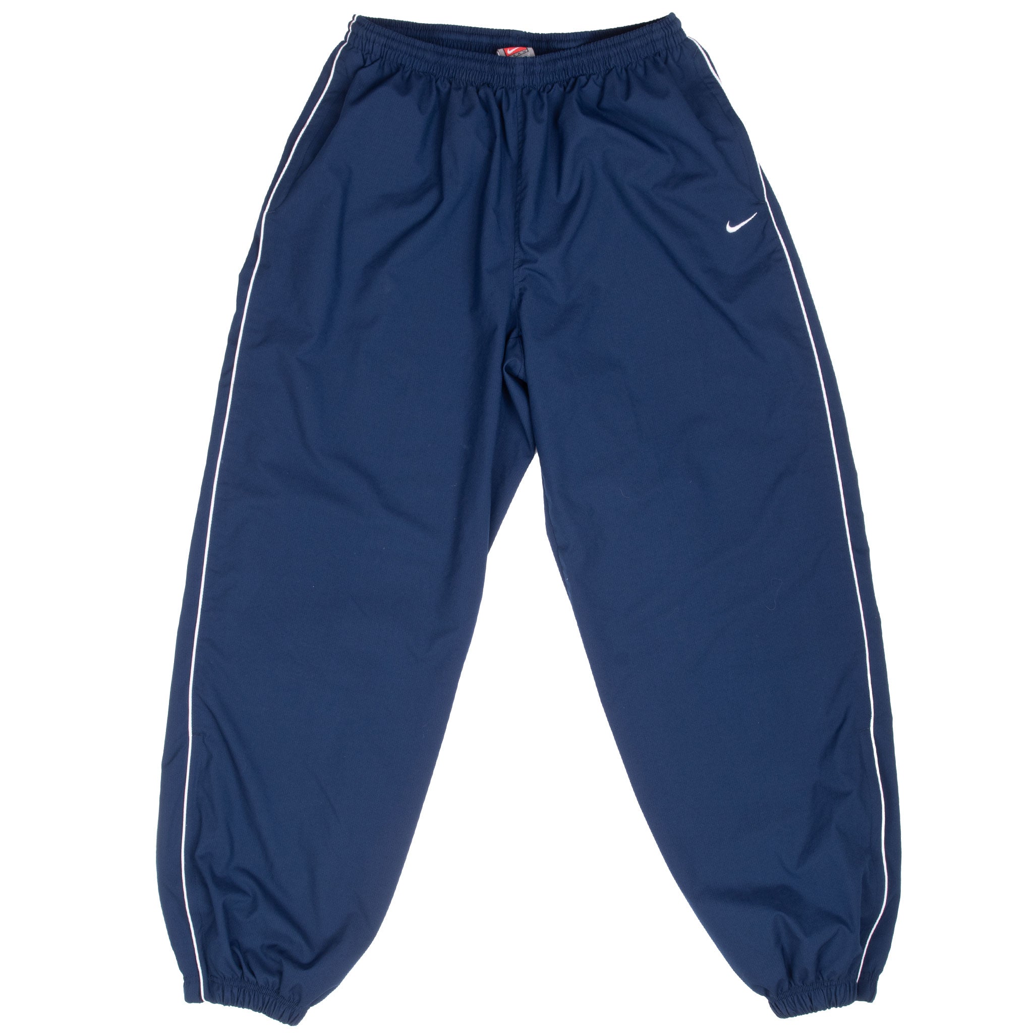 Vintage Nike Classic Swoosh Blue Nylon Track Pants 2000S Size Medium