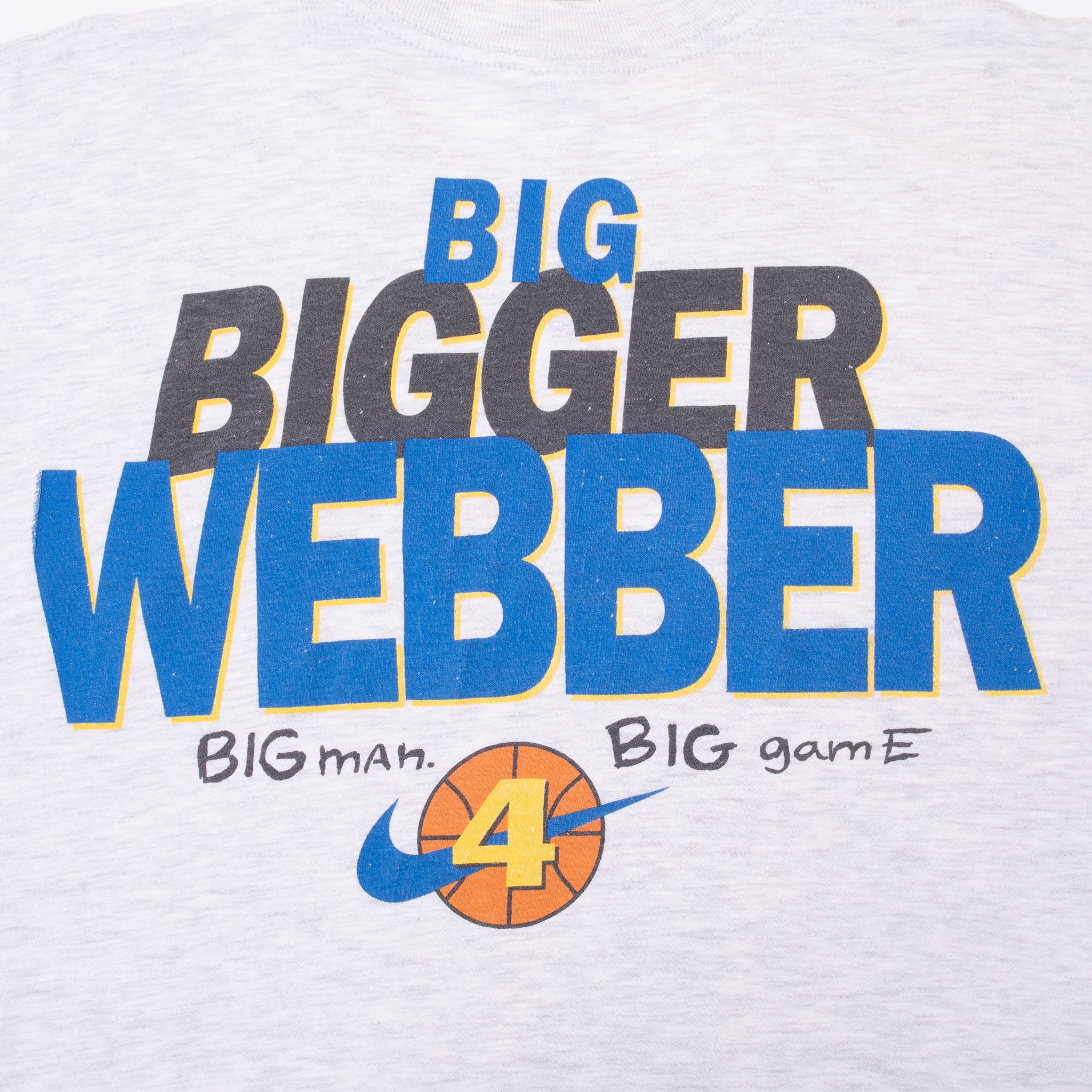 Vintage Nike Big Chris Webber Early 1990S Tee Shirt Size Medium Made In Usa With Single Stitch Sleeves