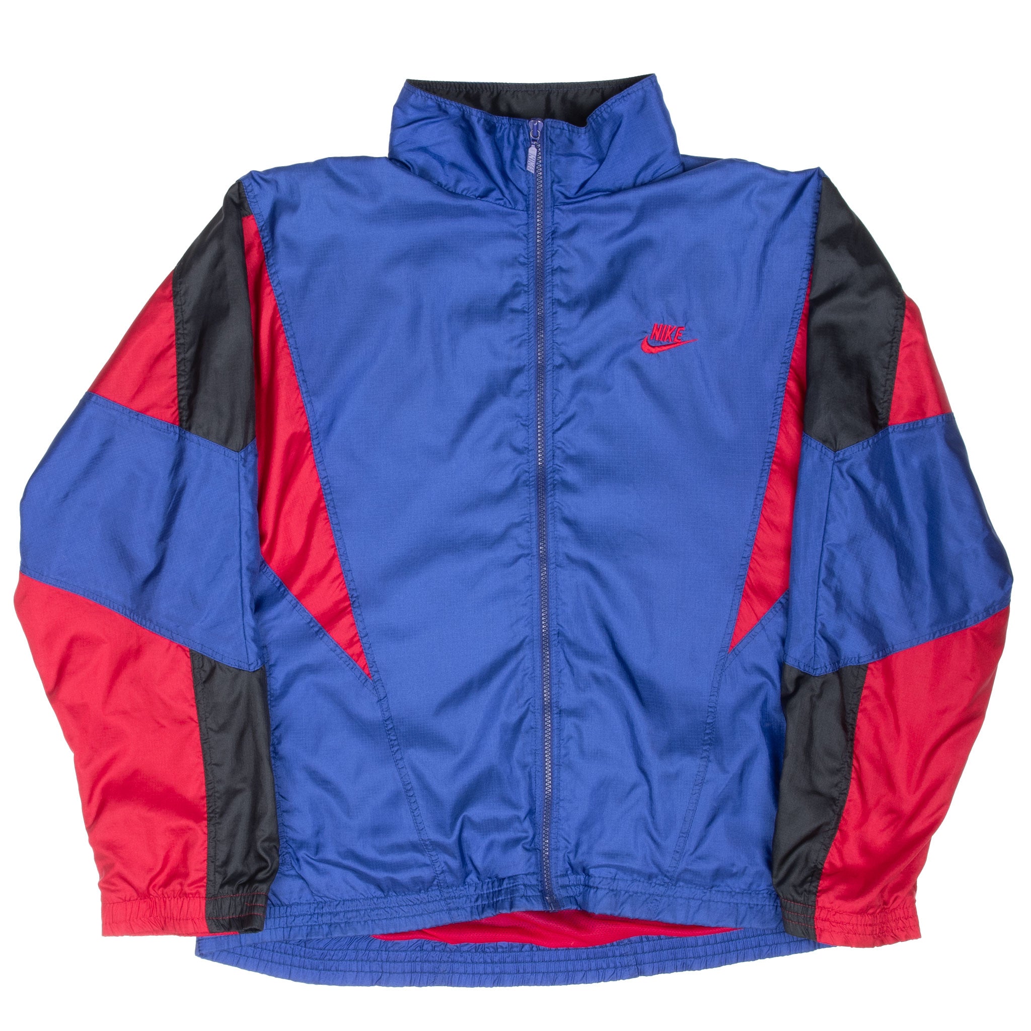 Vintage Nike Classic Swoosh Blue And Red Windbreaker Jacket Late 1980S Size Medium