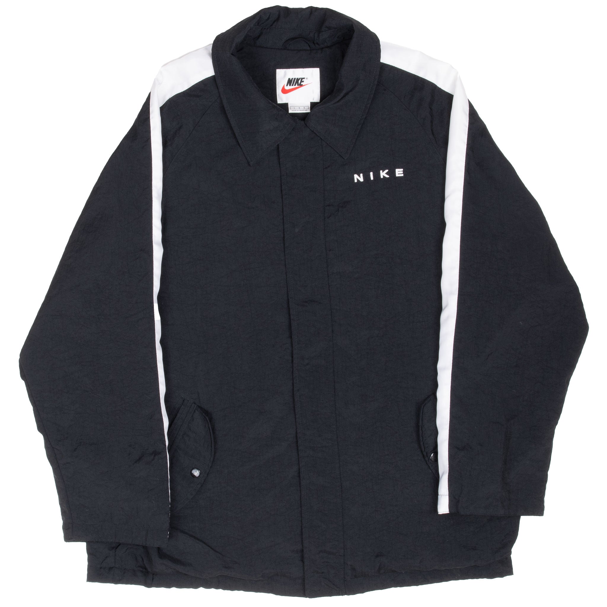 Vintage Nike Big Swoosh Black Windbreaker Jacket 1990S Size Large