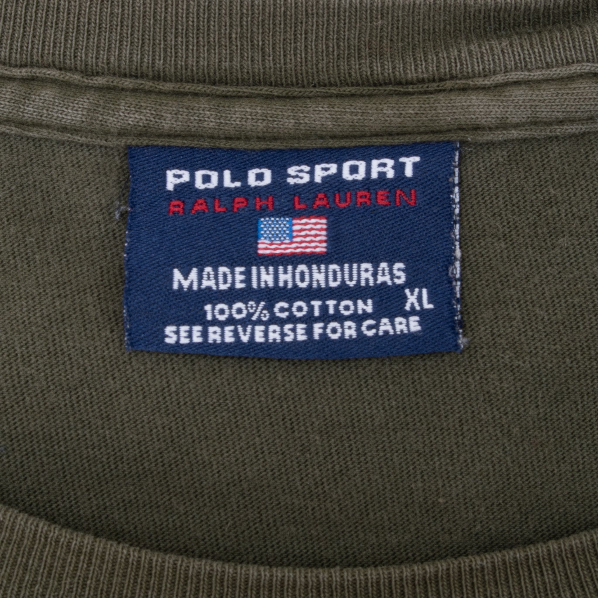 Vintage Ralph Lauren Polo Sport Green Long Sleeve Tee Shirt 1990S Size XL