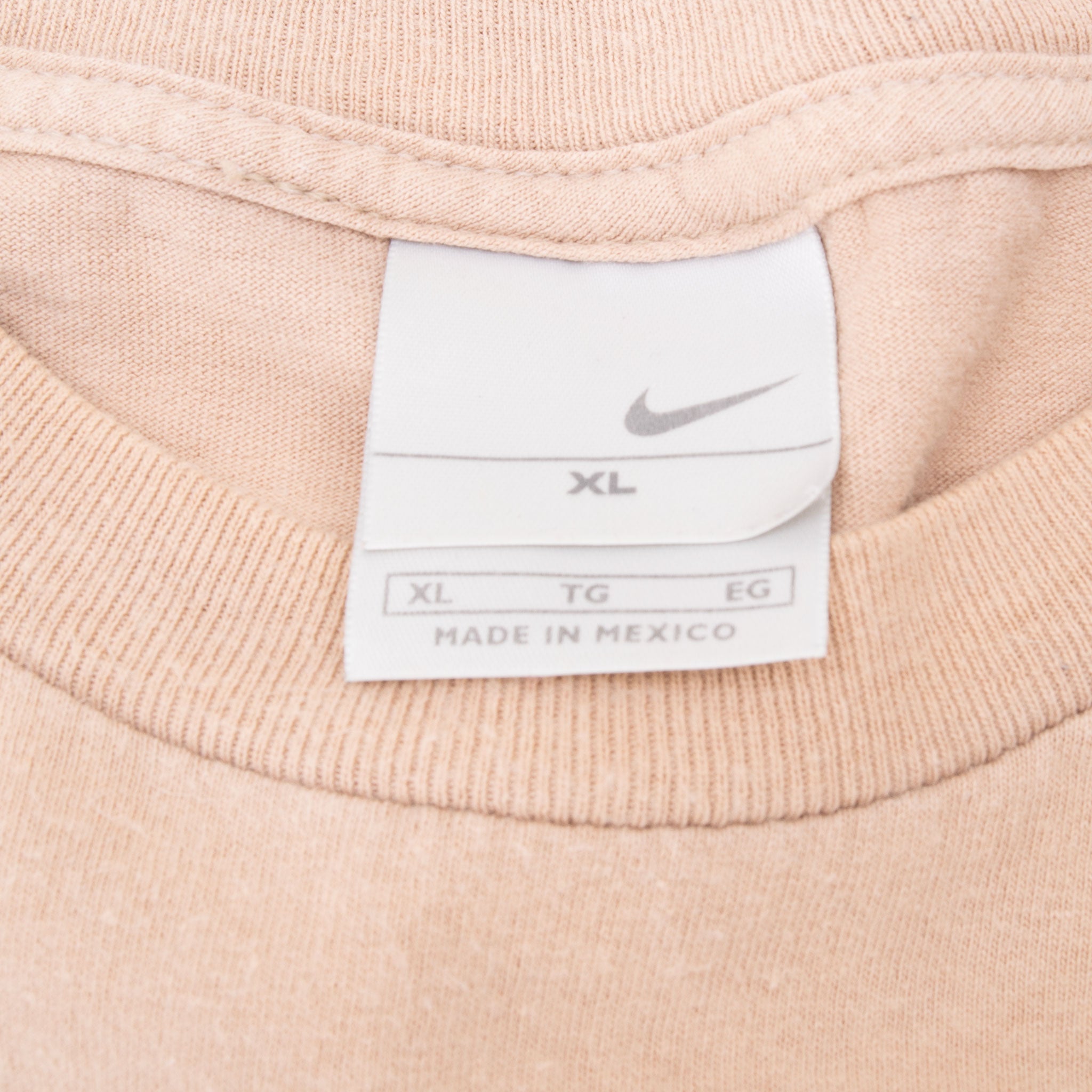 Vintage Nike Swoosh Beige Tee Shirt 2000S Size Xl