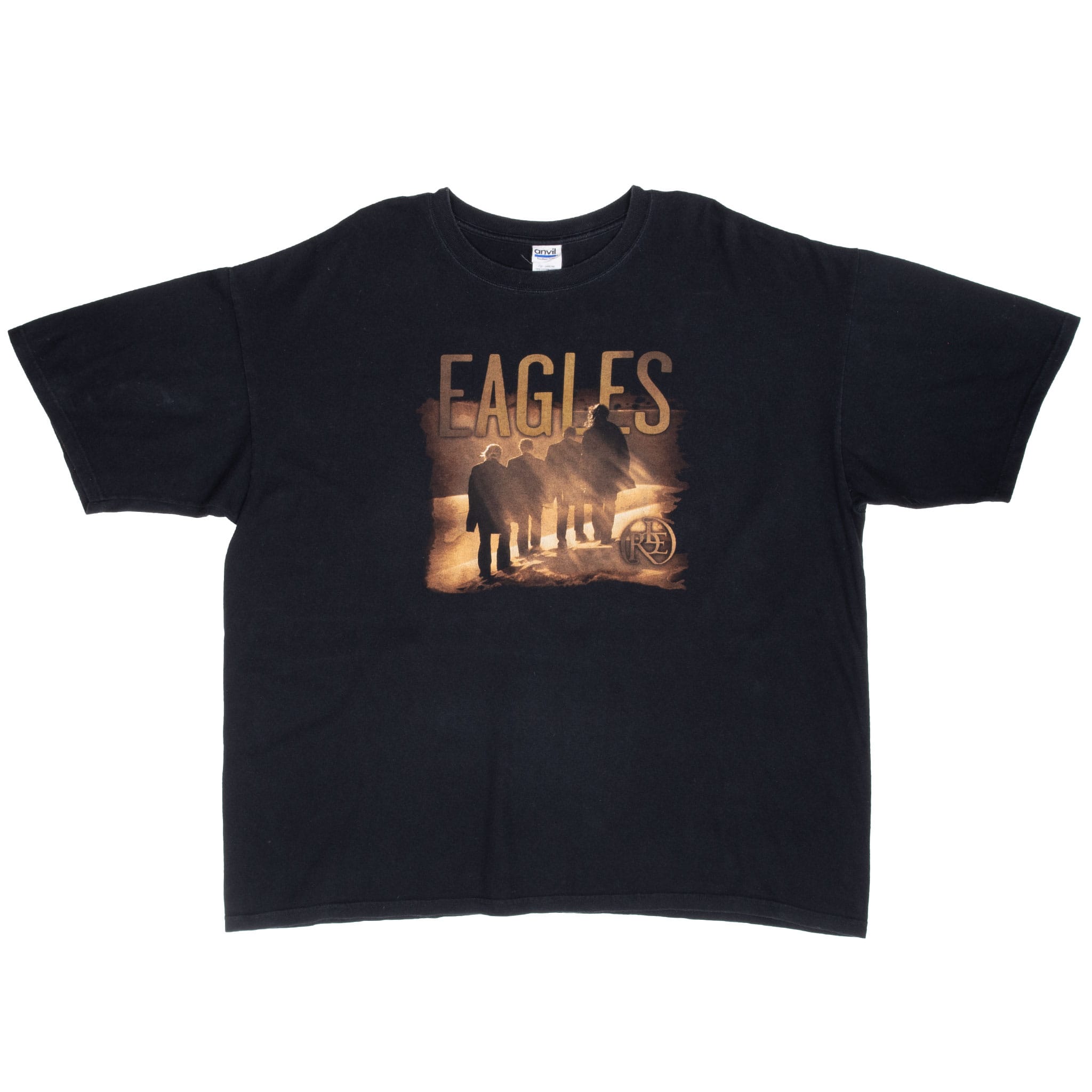 Full front view of black Eagles Long Road Out of Eden Tour 2009 T-shirt