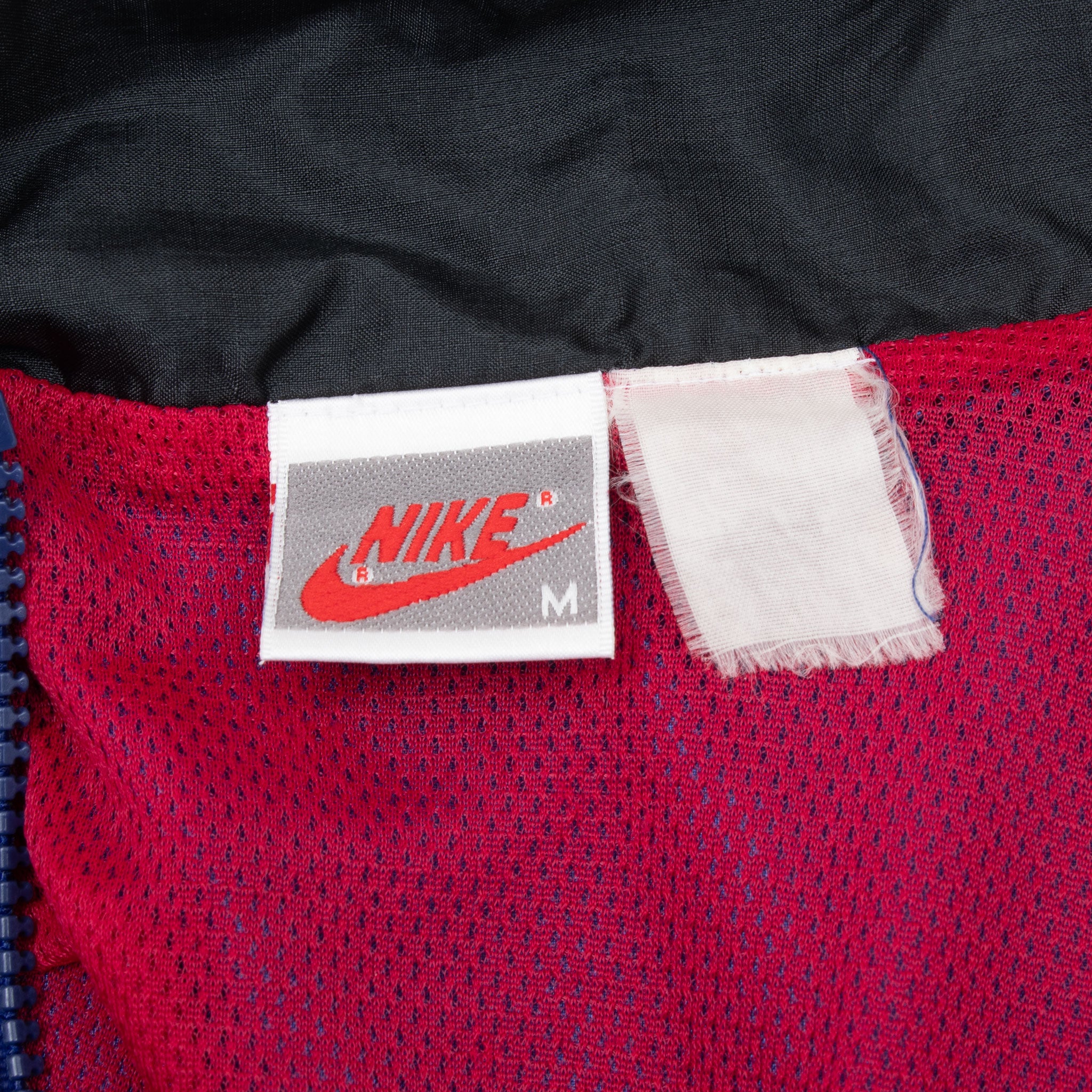 Vintage Nike Classic Swoosh Blue And Red Windbreaker Jacket Late 1980S Size Medium