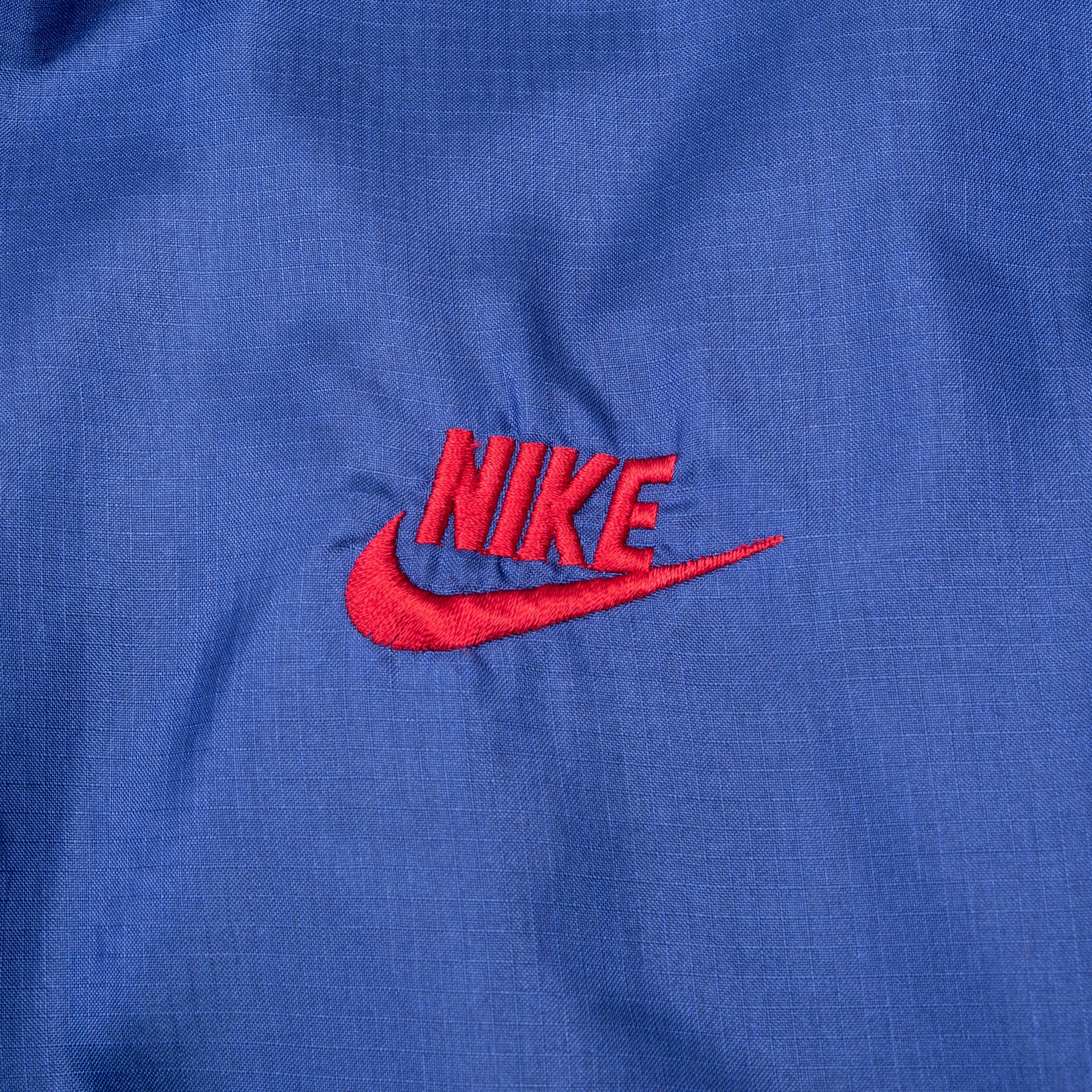 Vintage Nike Classic Swoosh Blue And Red Windbreaker Jacket Late 1980S Size Medium
