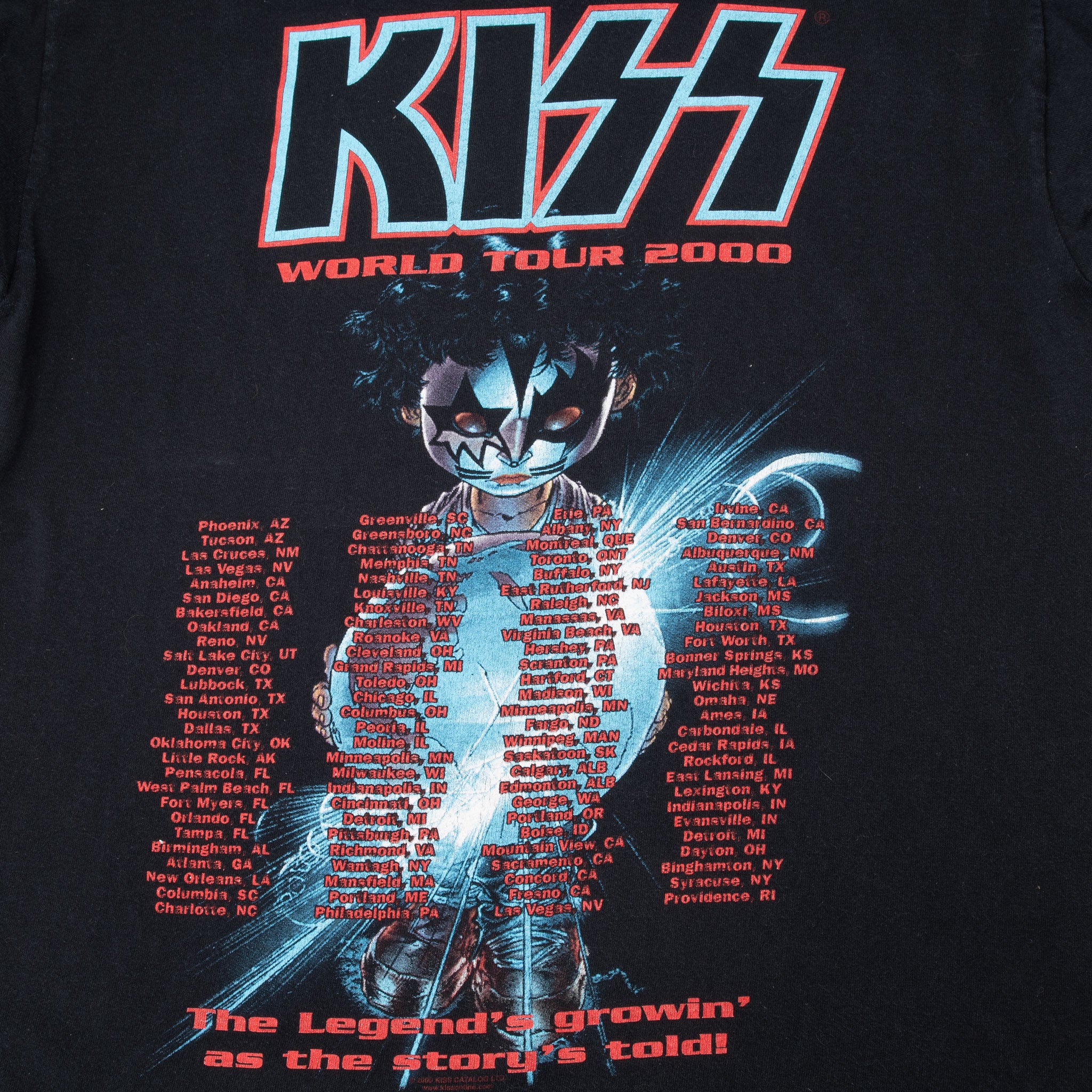 Vintage Kiss The Farewell Tour 2000 Tee Shirt Size Large With Single Stitch Sleeves