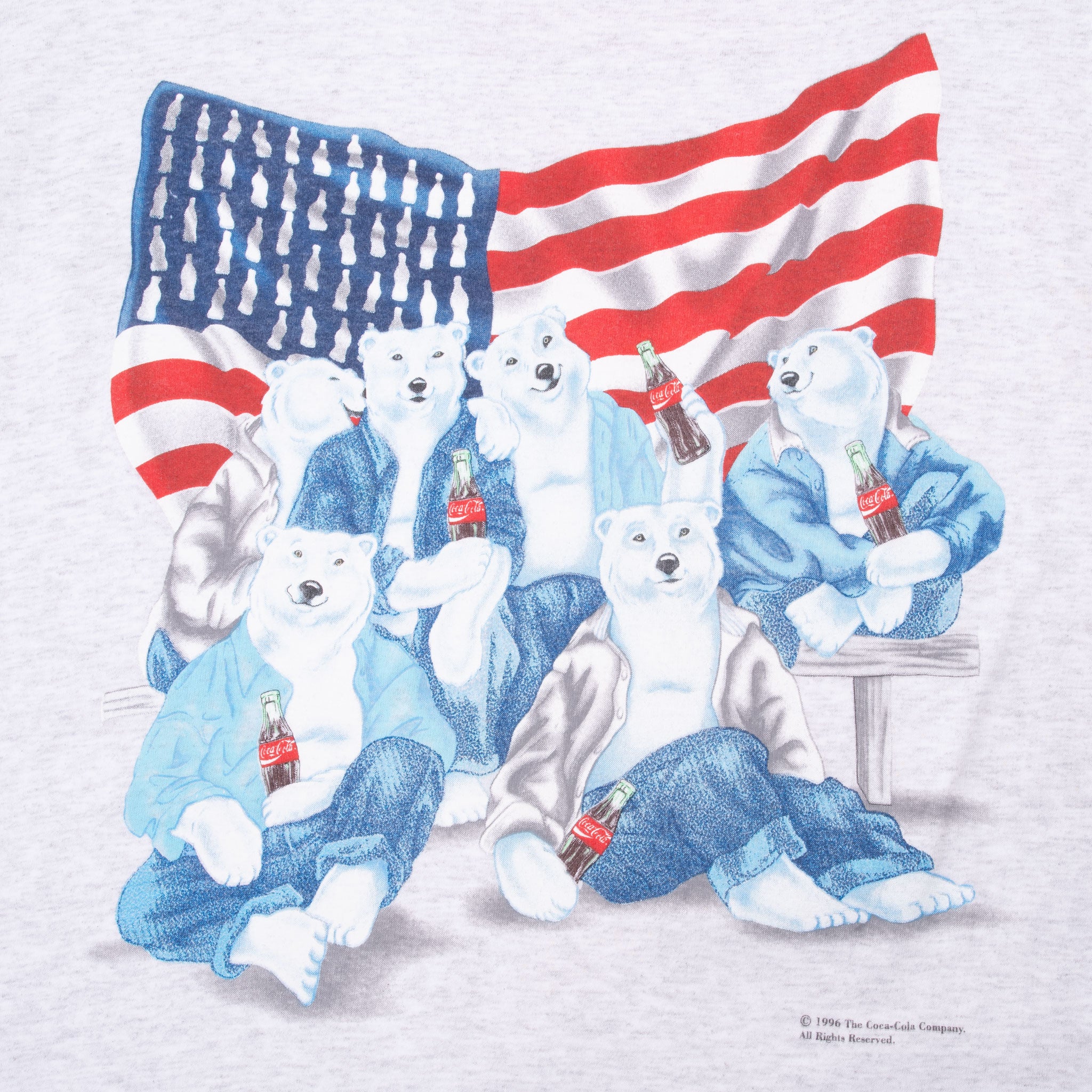 Vintage Coca Cola Polar Bears Tee Shirt 1996 Size XL Made In Usa With Single Stitch Sleeves
