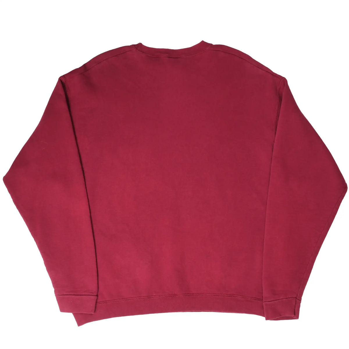 Back of burgundy Washington Redskins crewneck sweatshirt with no graphic
