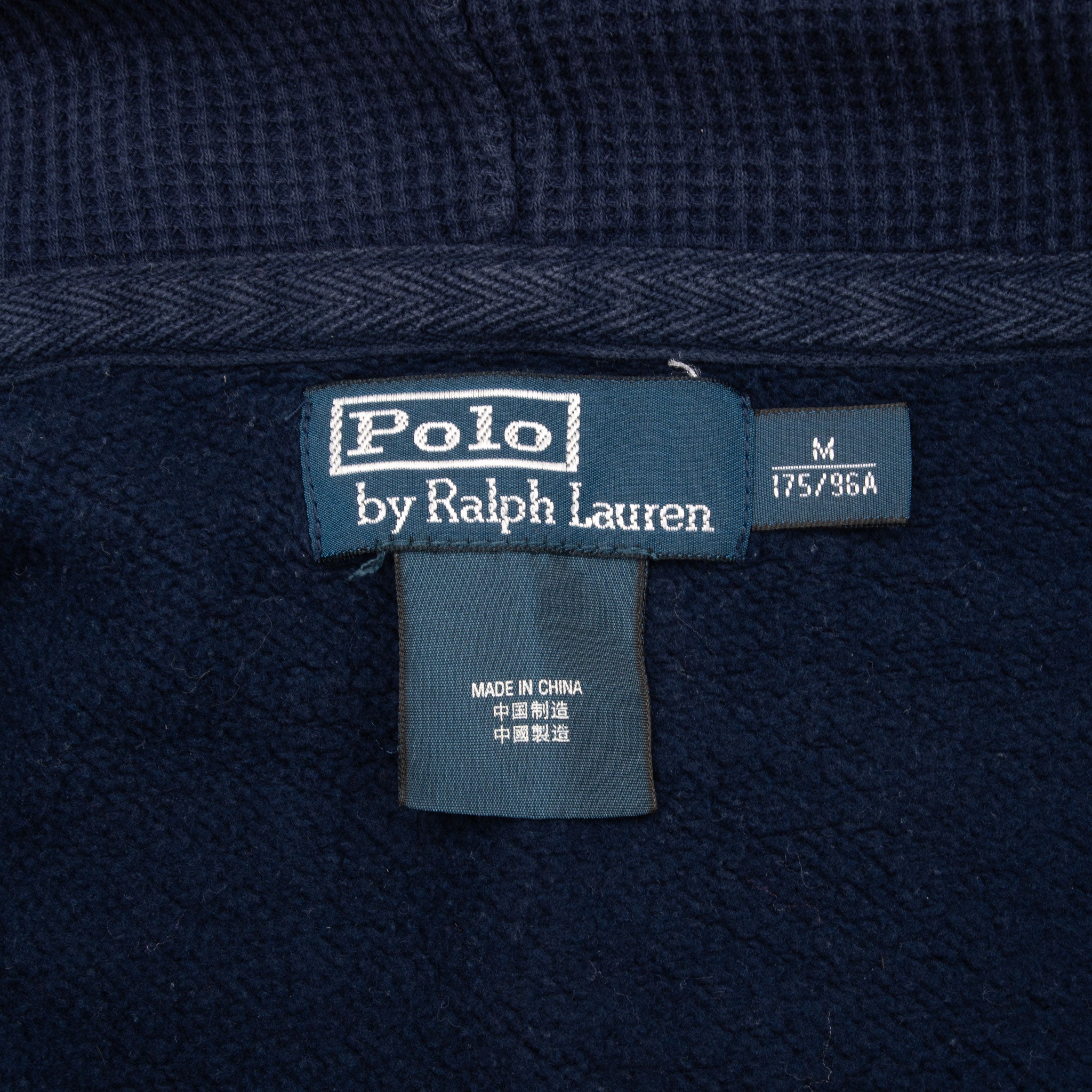 Vintage Ralph Lauren Full Zip Navy Blue Hoodie Sweatshirt 1990S Size Medium