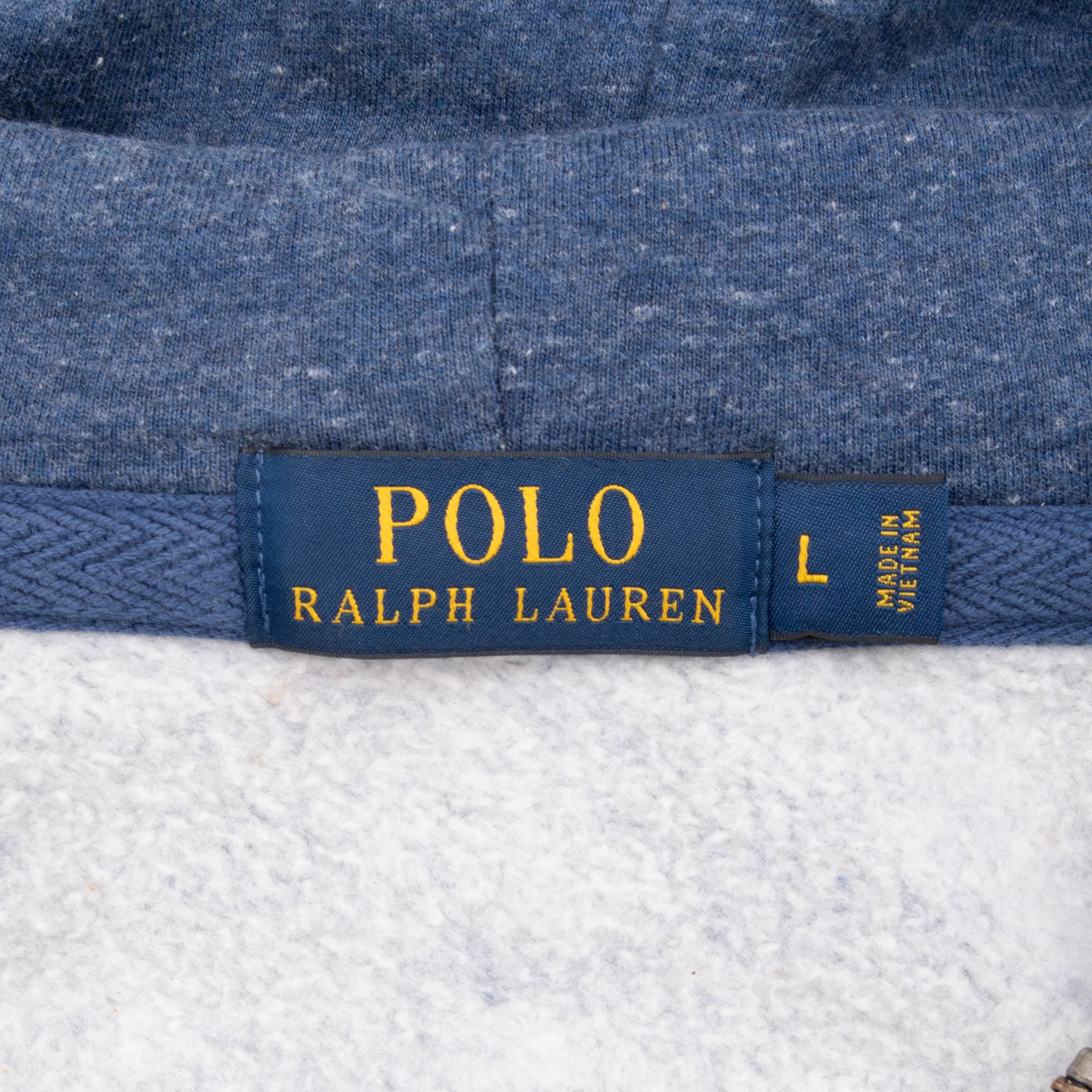 Vintage Ralph Lauren Full Zip Blue Hoodie Sweatshirt Size Large