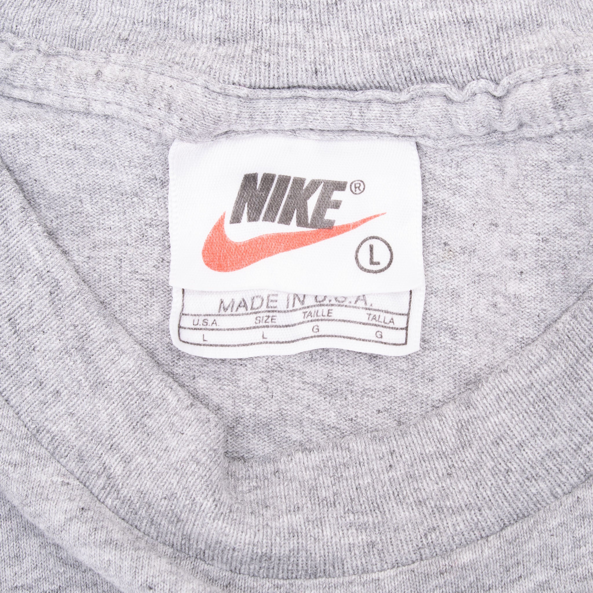 Vintage Nike Spellout Grey Tee Shirt 1990S Size Large Made In Usa