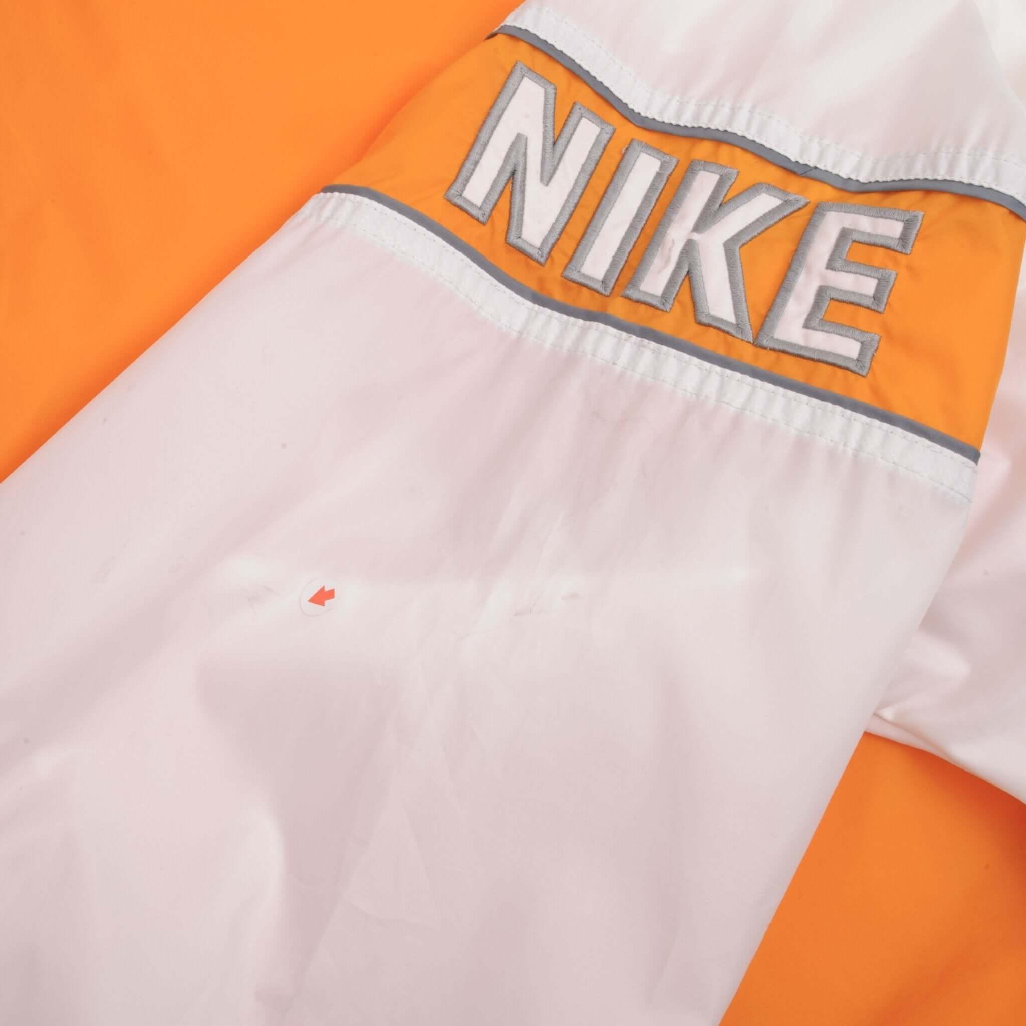 VINTAGE NIKE PULLOVER WINDBREAKER ORANGE & WHITE JACKET 1990S SIZE LARGE