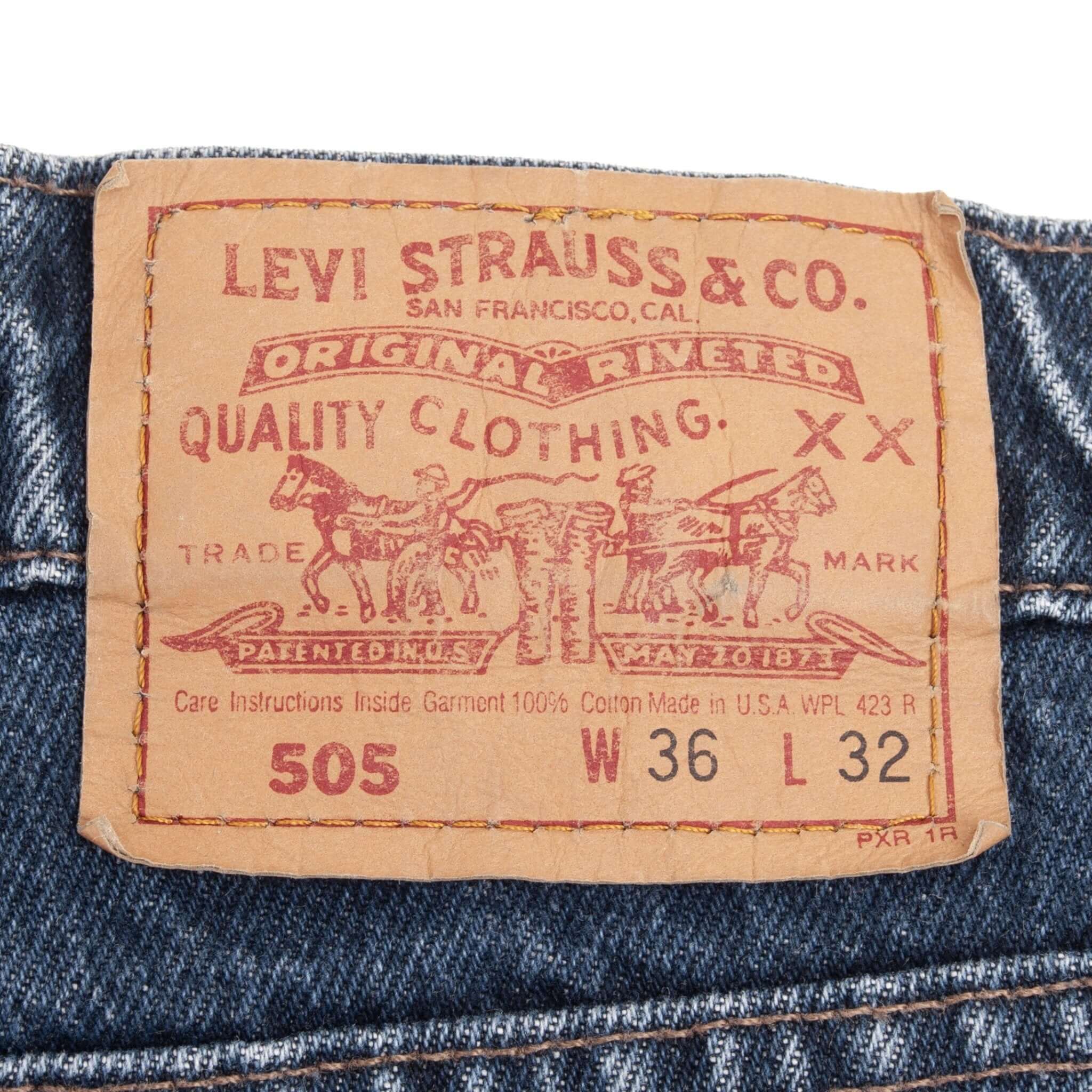 Beautiful Levis 505 Jeans Made in USA with a medium Gray wash.  Size on Tag 36X32  Back Button #532