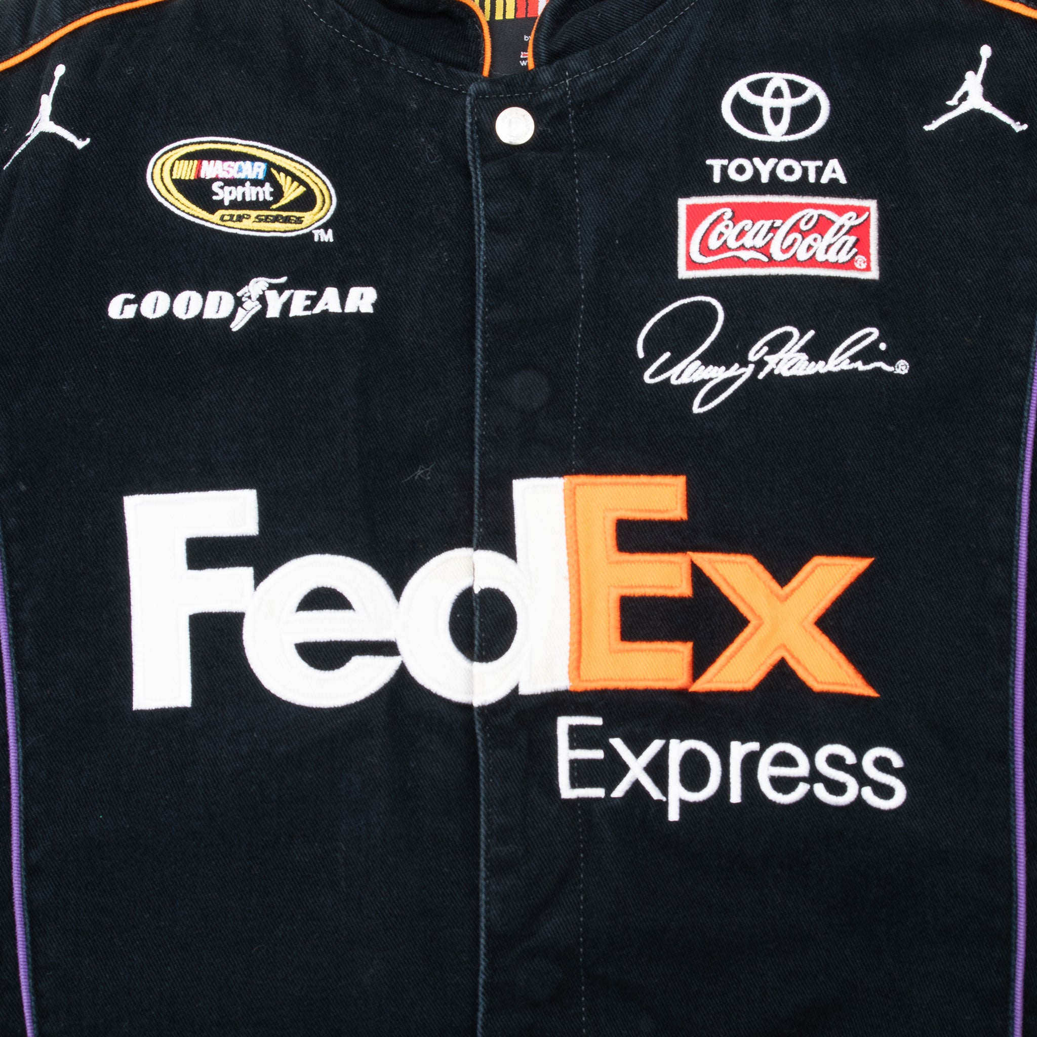 Vintage Nascar Danny Hamlin Fedex Racing Jeff Hamilton Jacket 2000S Size Large