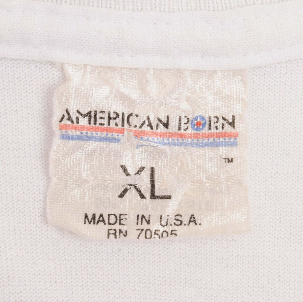 American Born neck label showing XL and Made in U.S.A.