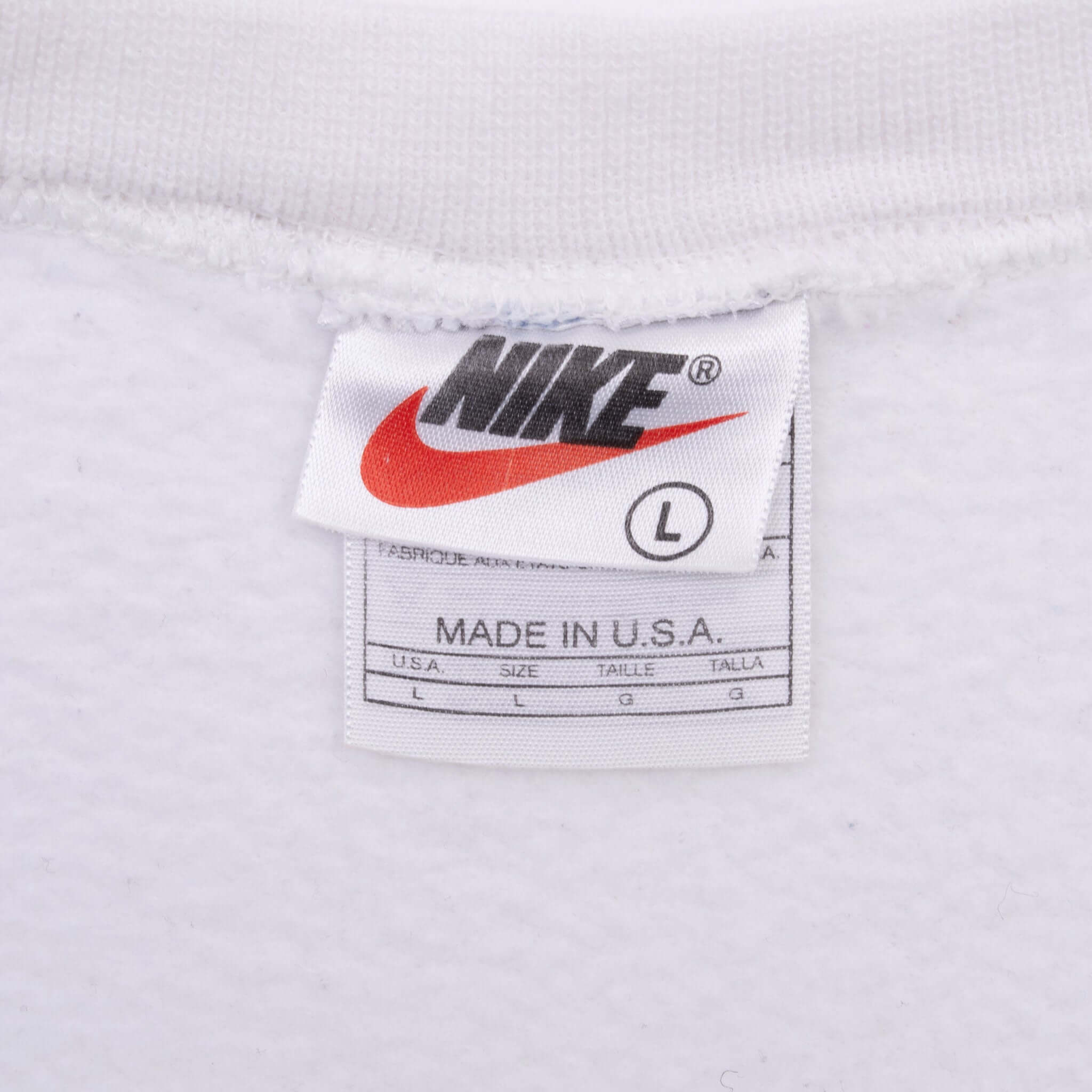 Vintage Nike Classic Swoosh White Sweatshirt 1990S Size Large