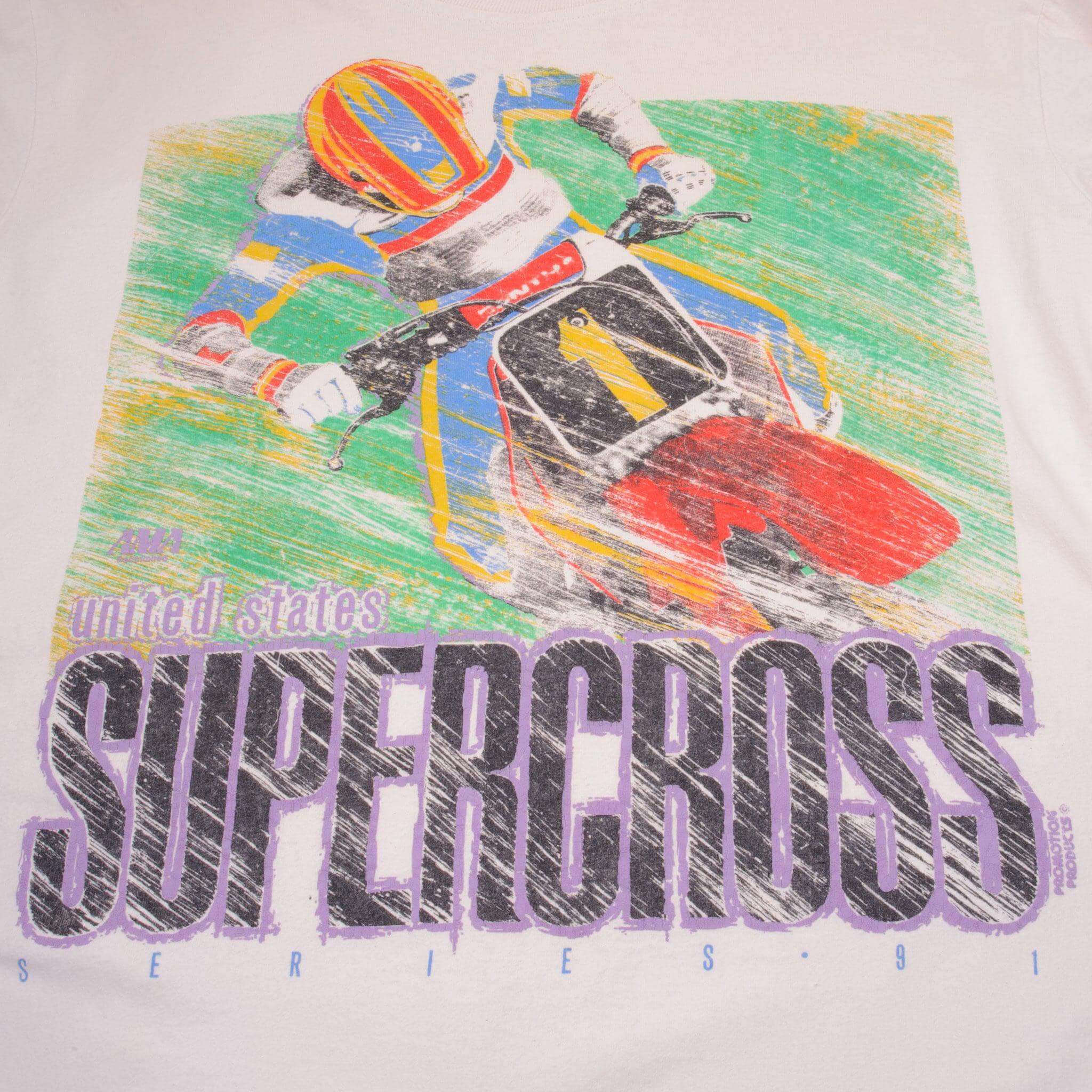 Vintage AMA Motocross United States Supercross 1991 Long Sleeve Tee Shirt Size XL