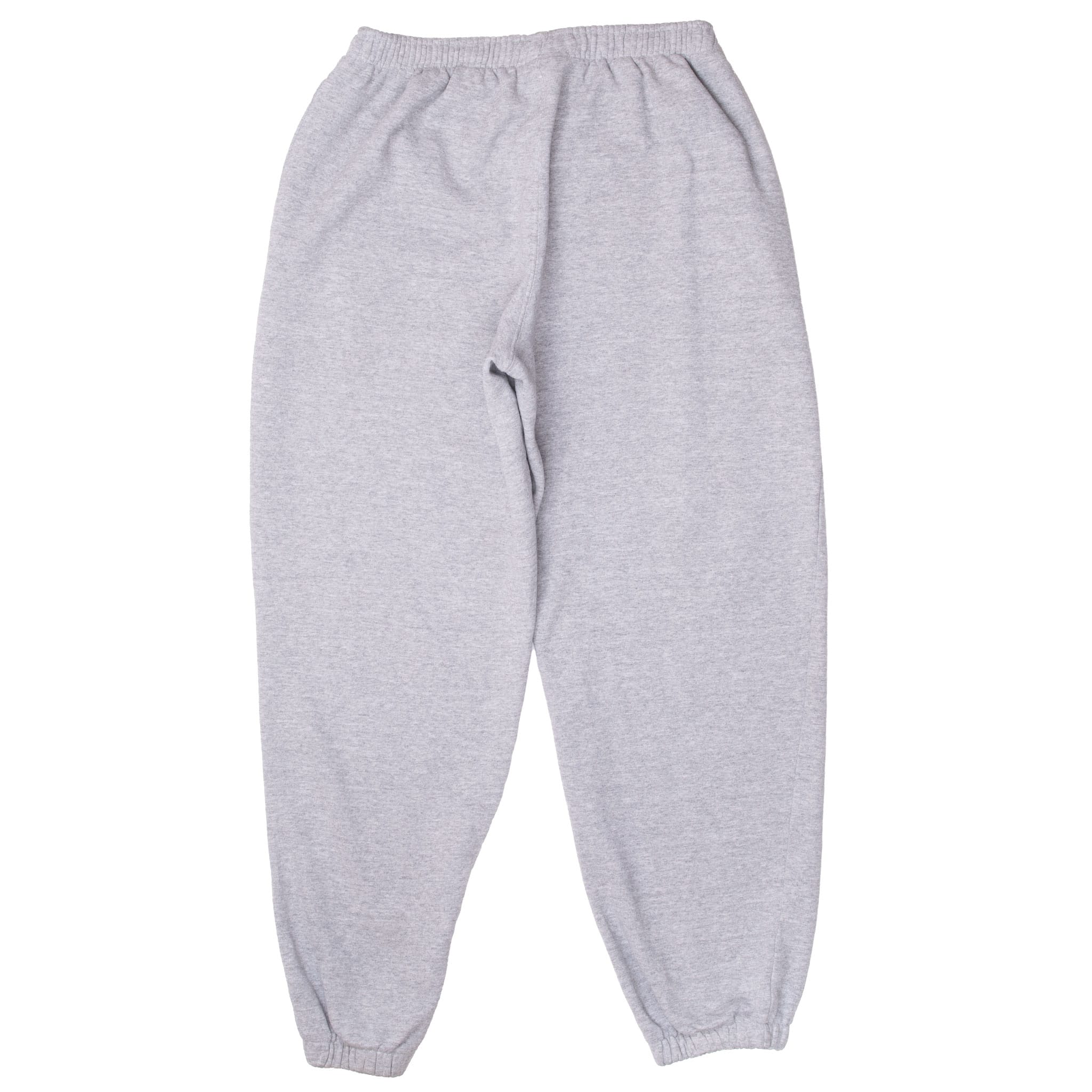 Back of grey Nike sweatpants with elastic waistband and cuffs