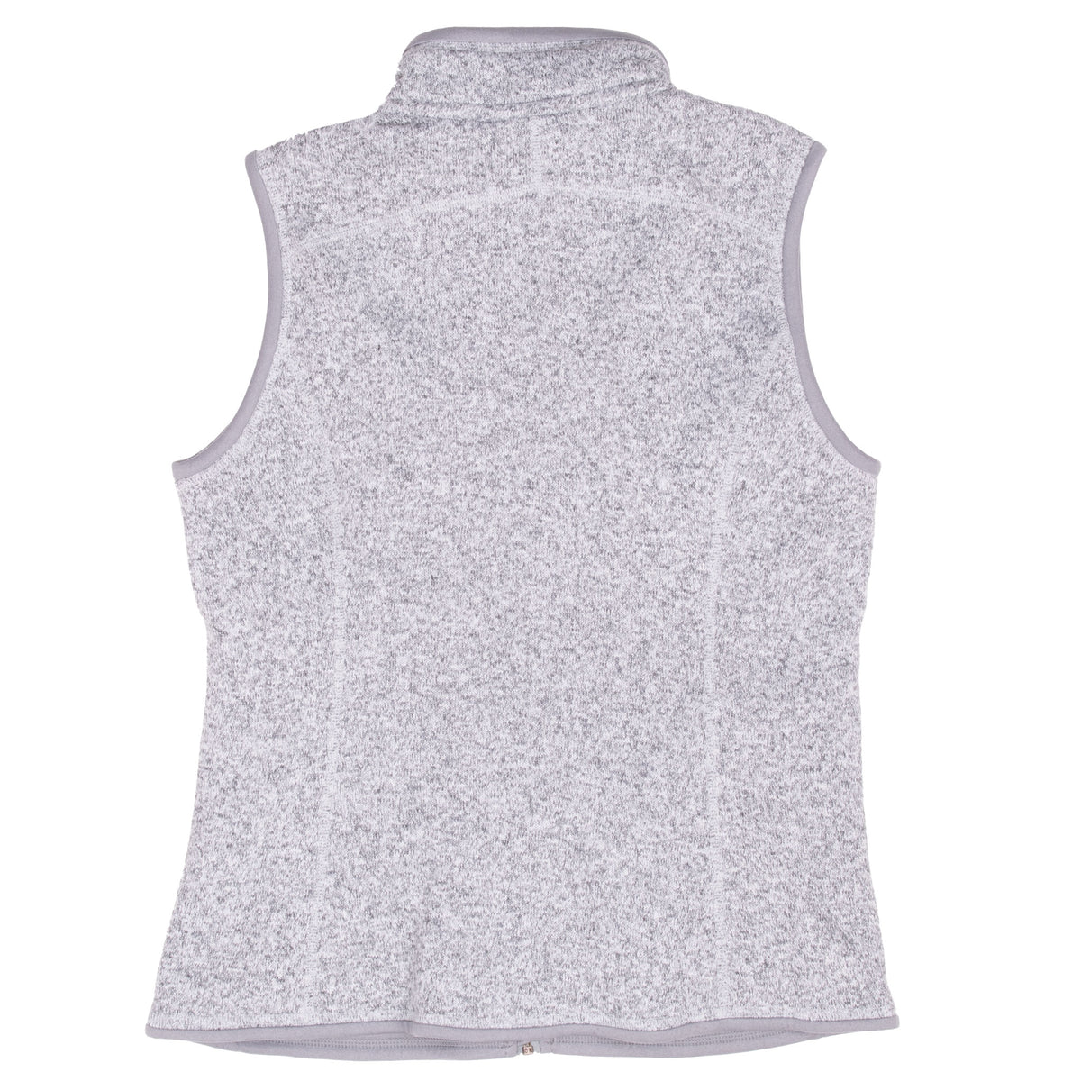 Back of Patagonia women's grey Better Sweater fleece vest